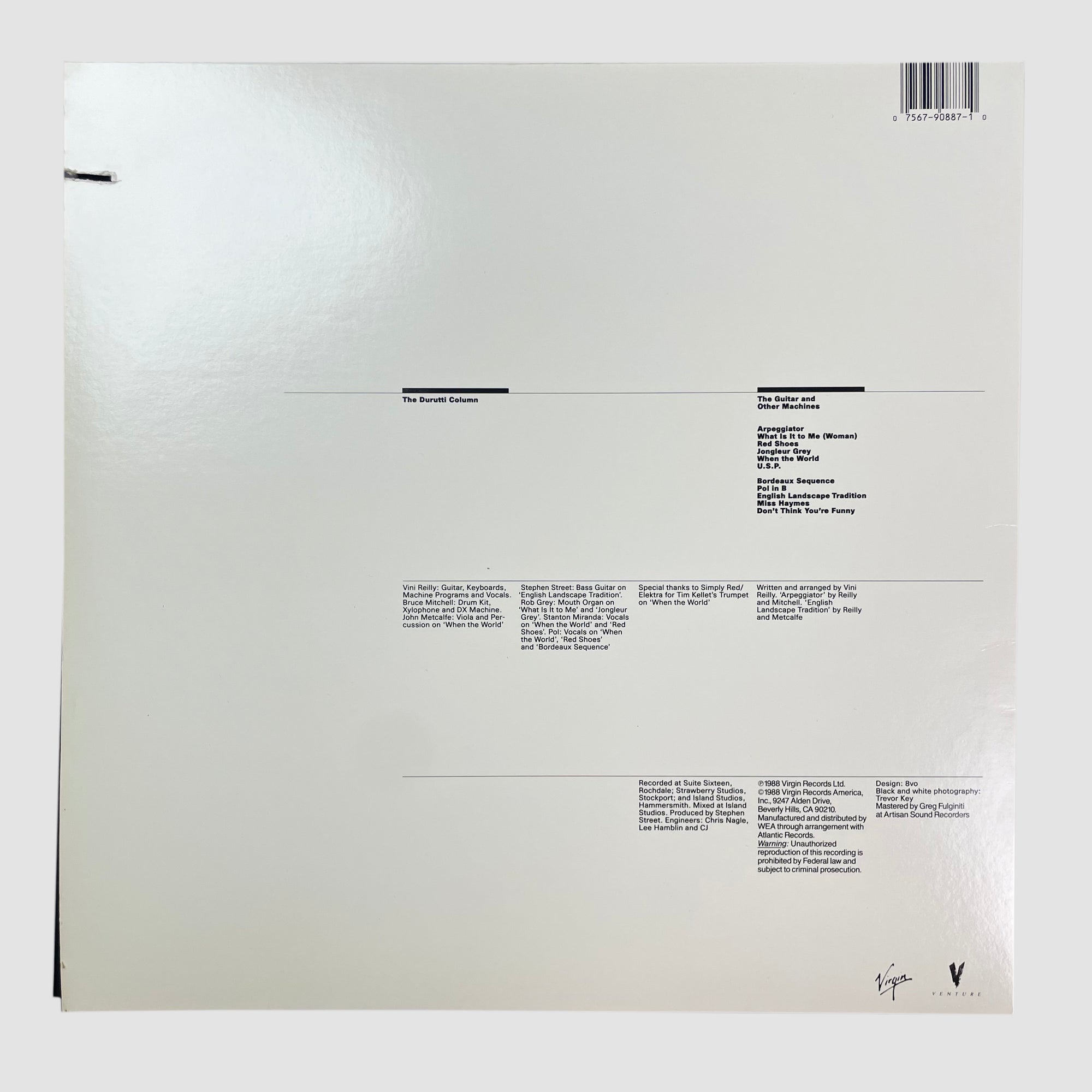 1988 Durutti Column Guitar & Other Machines LP