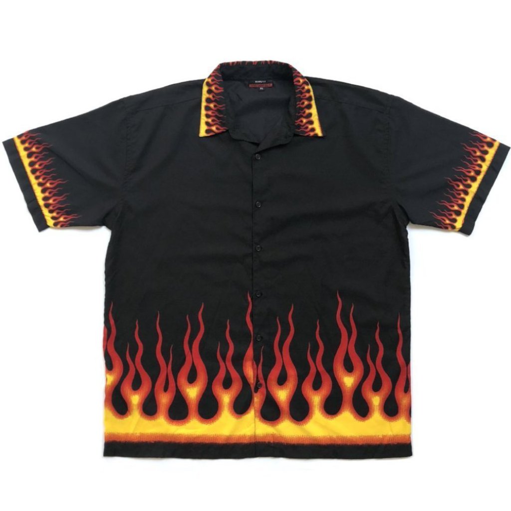 Late 90's all over Flame Print Shirt