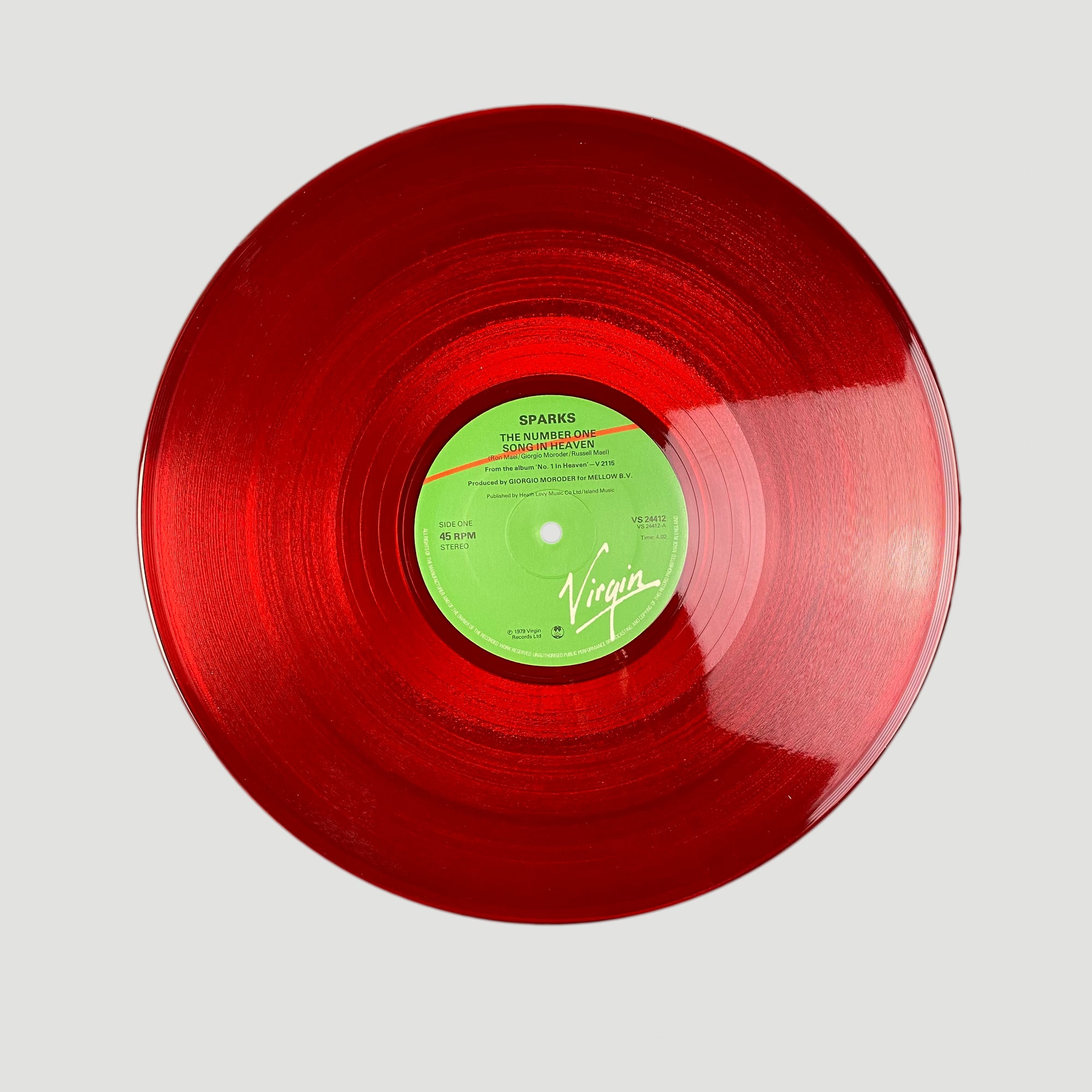 1979 Sparks The Number 1 Song in Heaven Red Vinyl 12" Single