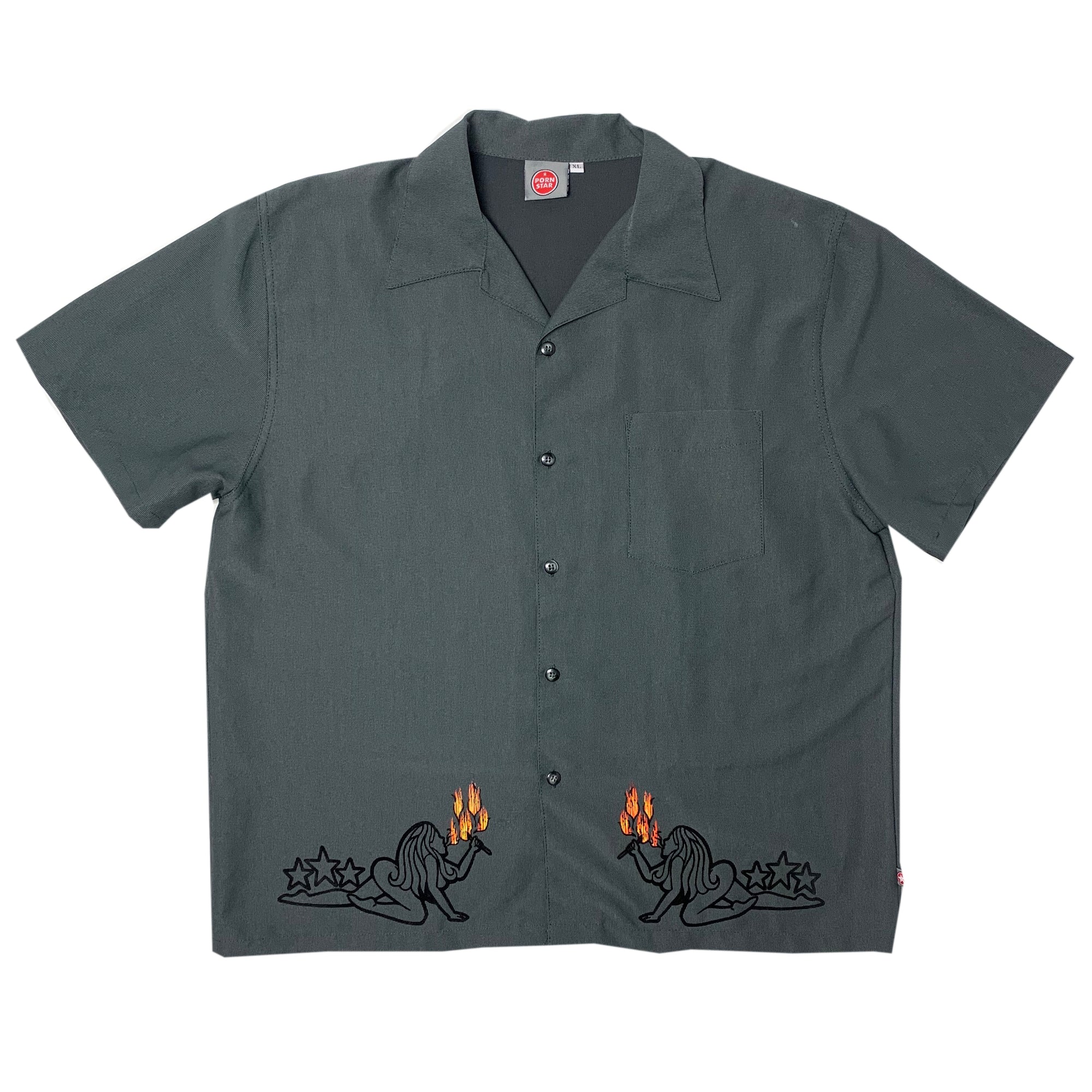 90's Porn Start Flame Girl Button up Shirt