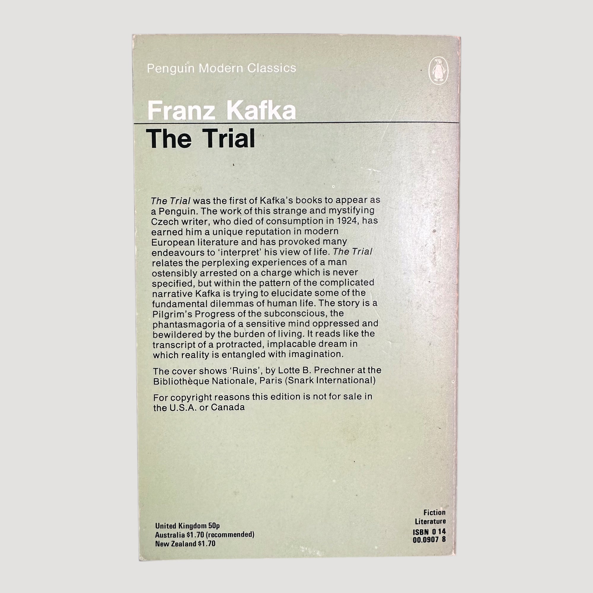 1974 Franz Kafka The Trial Pengiun
