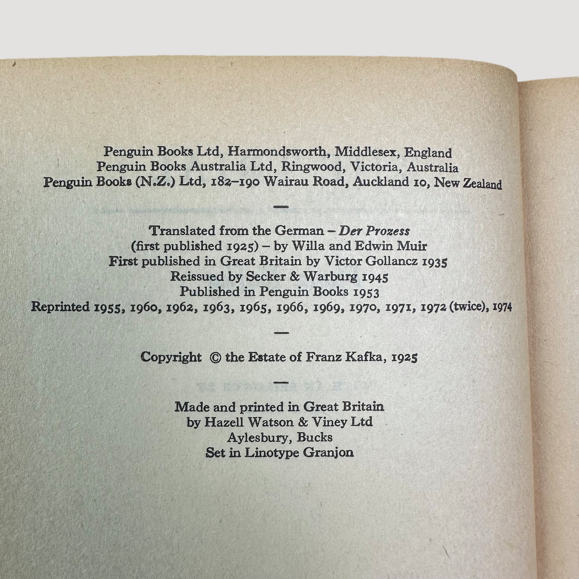 1974 Franz Kafka The Trial Pengiun