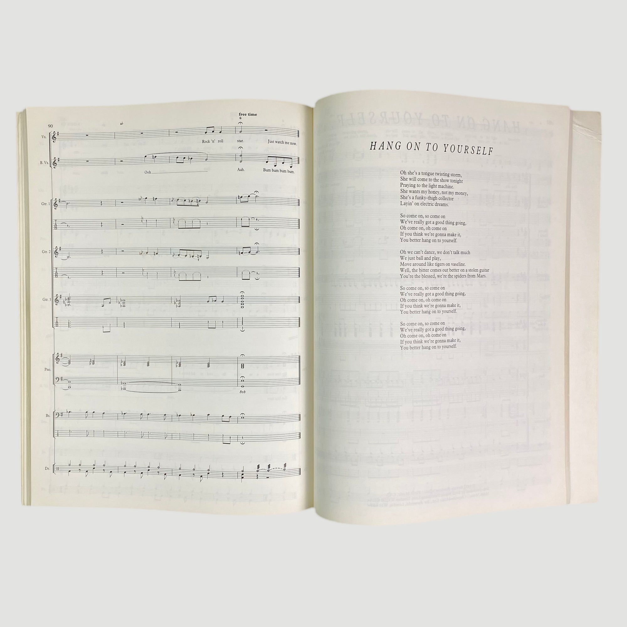 1992 David Bowie Ziggy Stardust & The Spiders from Mars Piano/Guitar/Vocal Book