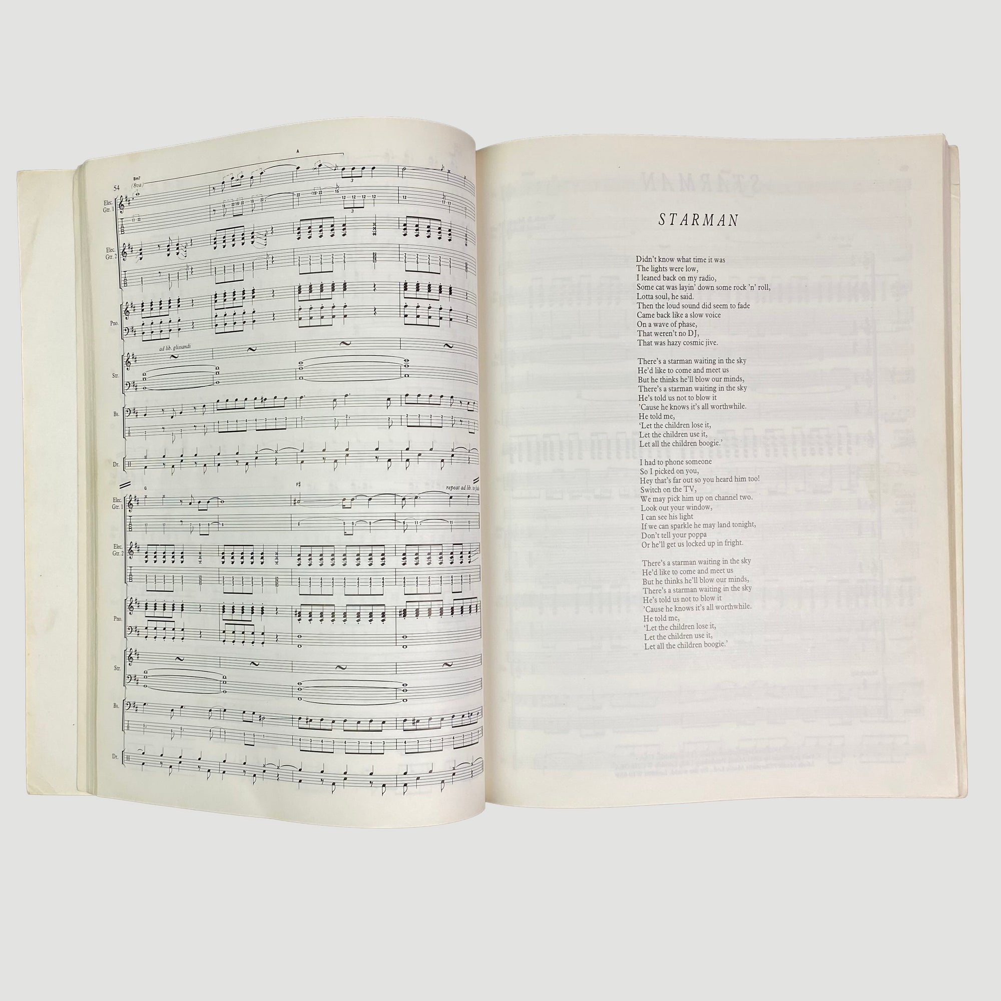 1992 David Bowie Ziggy Stardust & The Spiders from Mars Piano/Guitar/Vocal Book