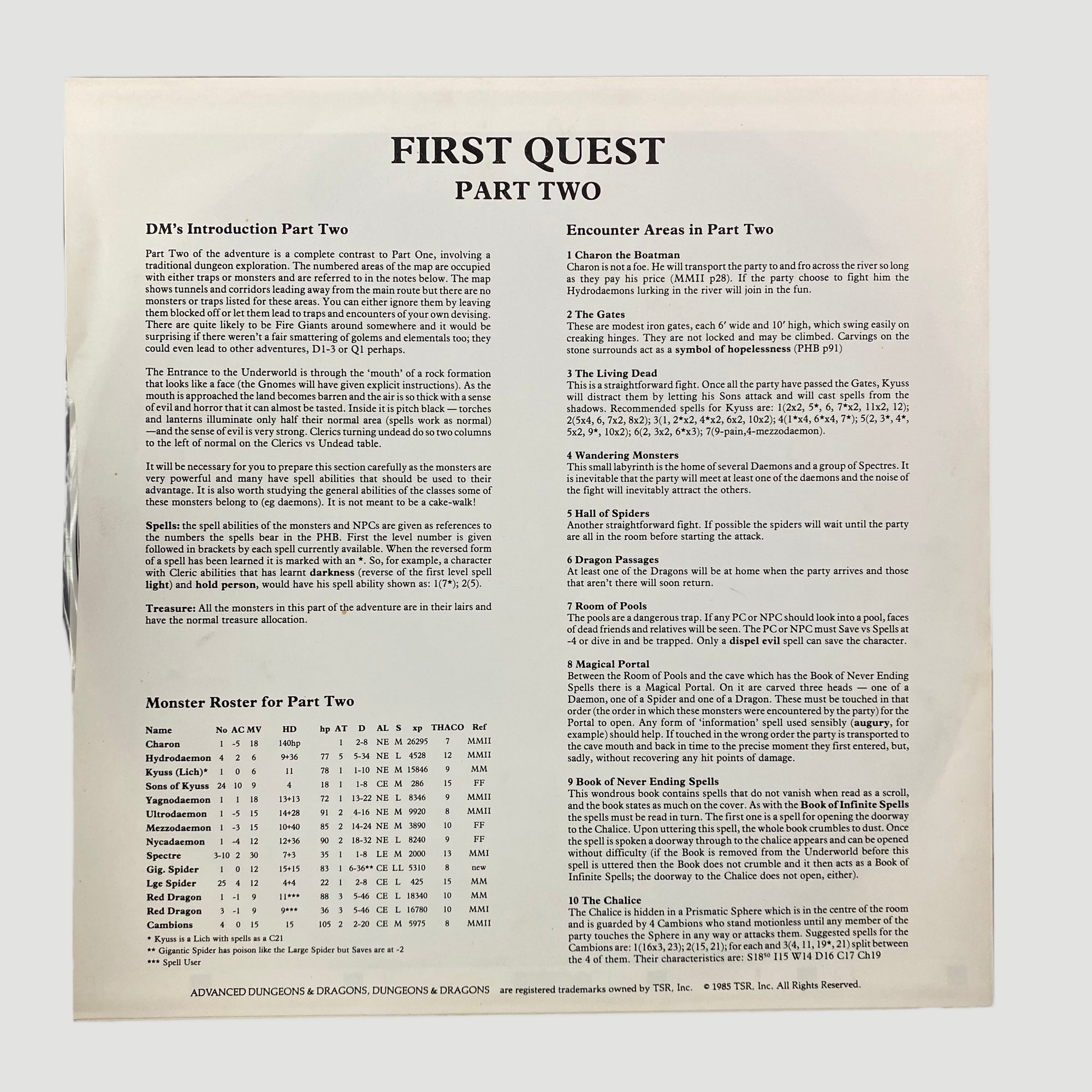 1985 First-Quest Dungeons and Dragons Music Vinyl LP