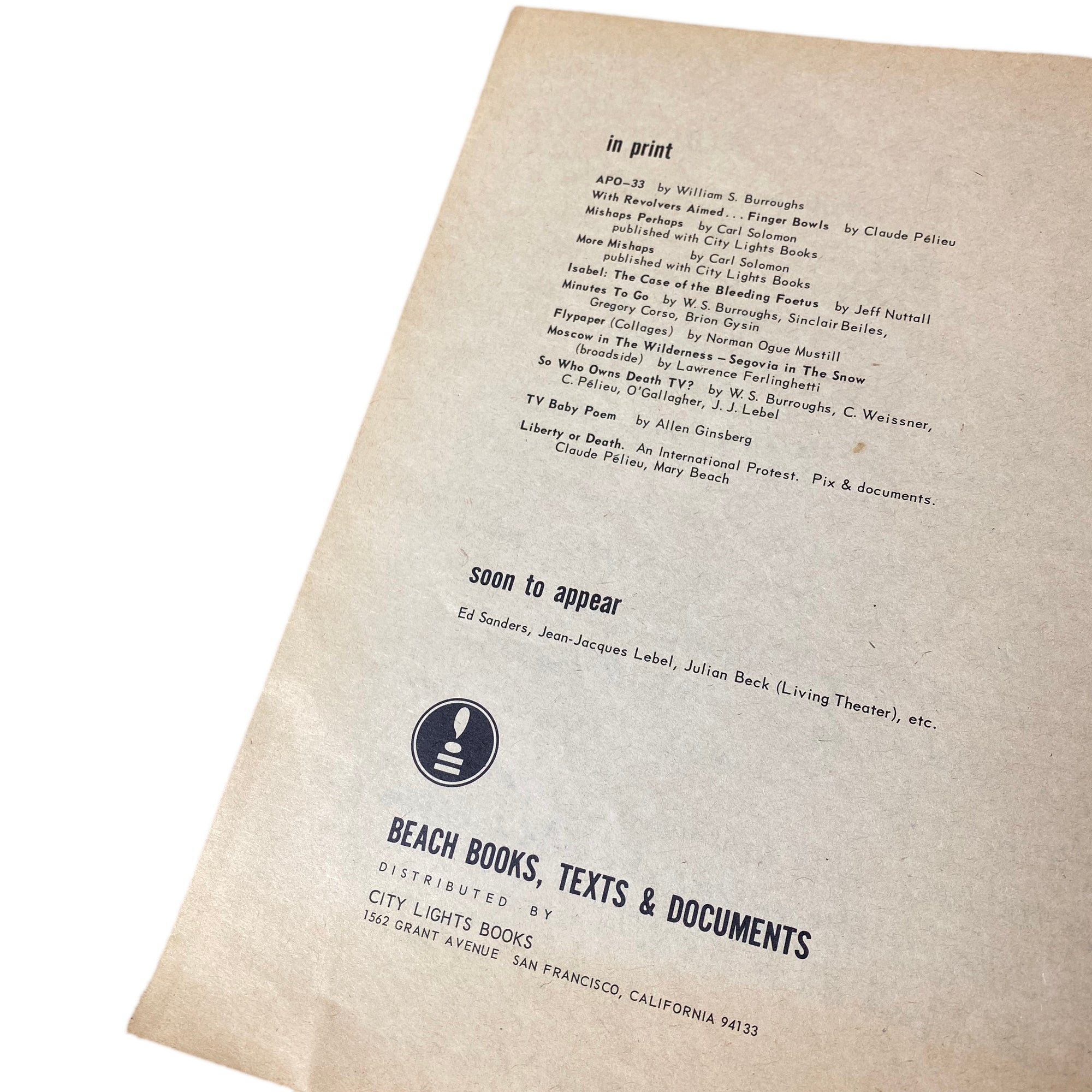 1968 Allen Ginsberg 'T.V. Baby'