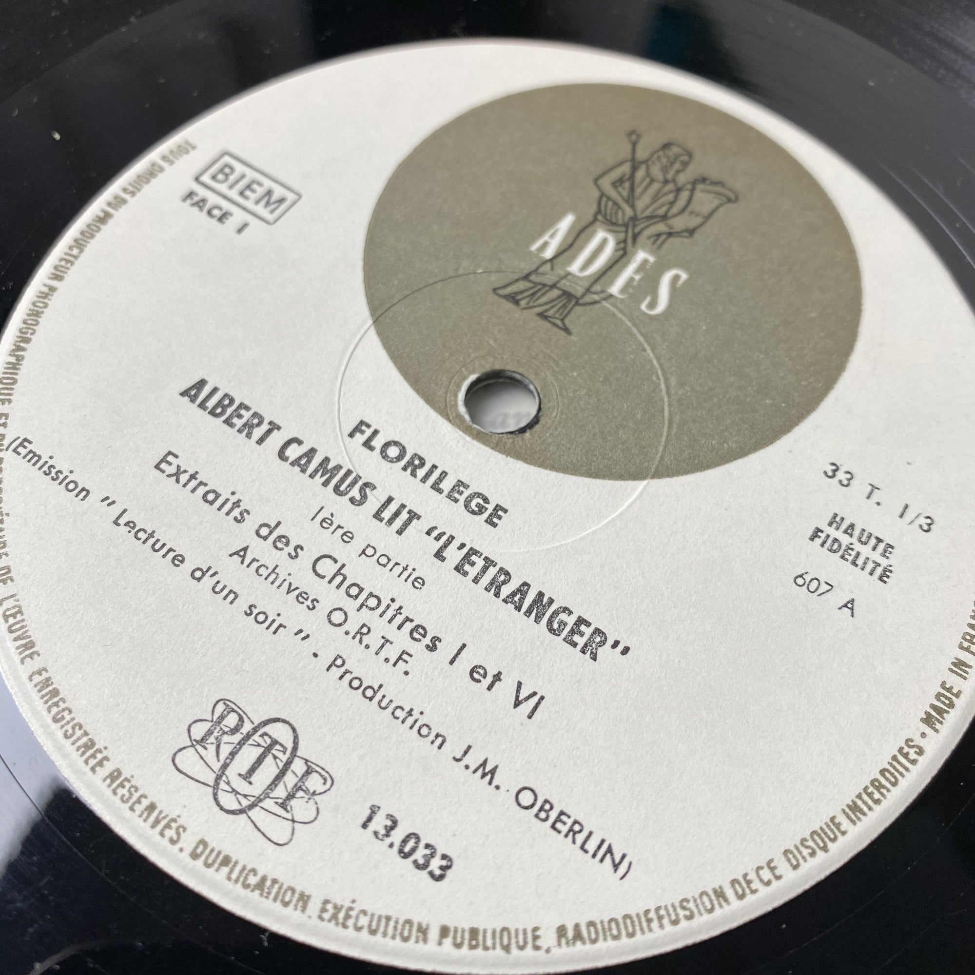 1960 Albert Camus 'Lit L'Etranger' LP