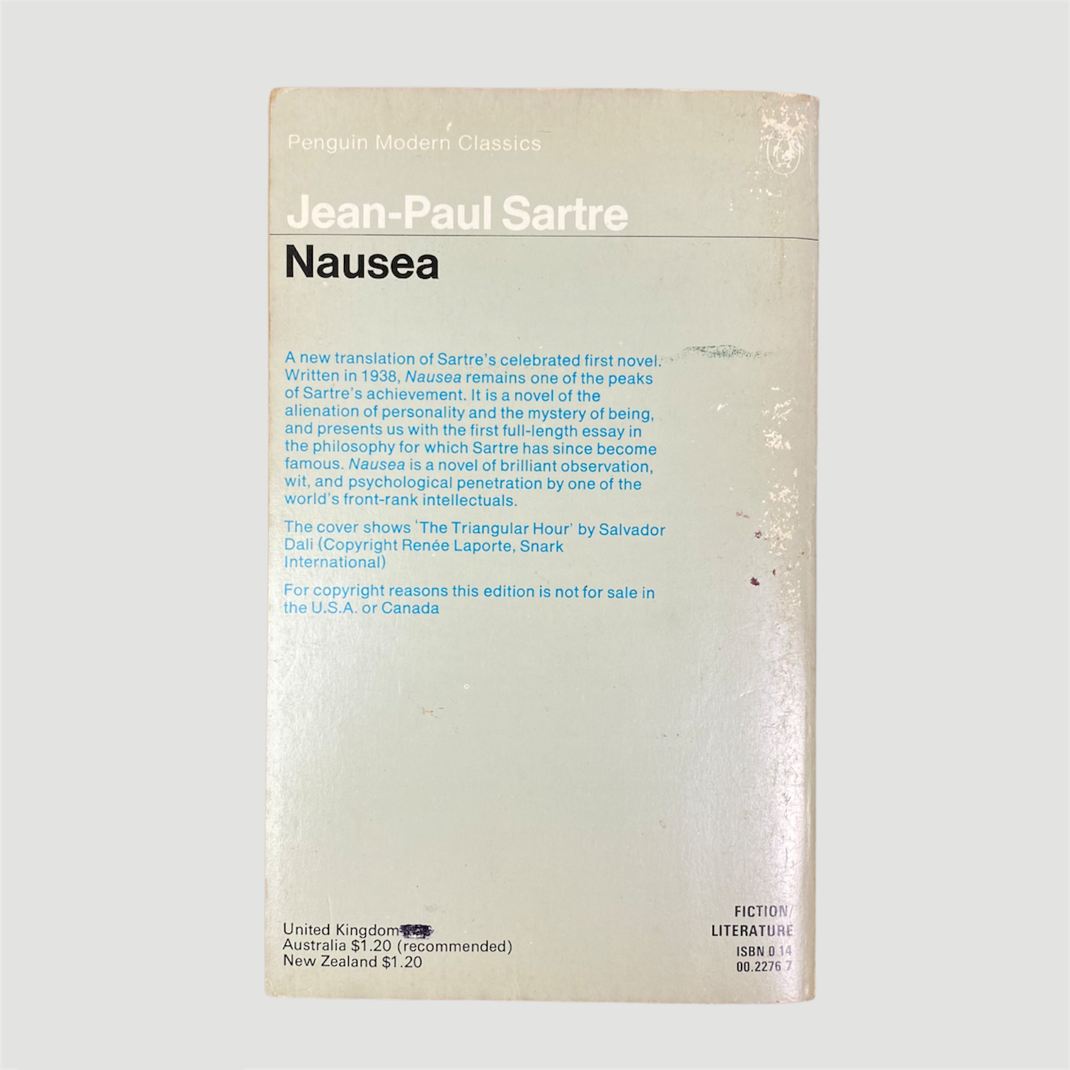 1973 Jean-Paul Sartre 'Nausea'