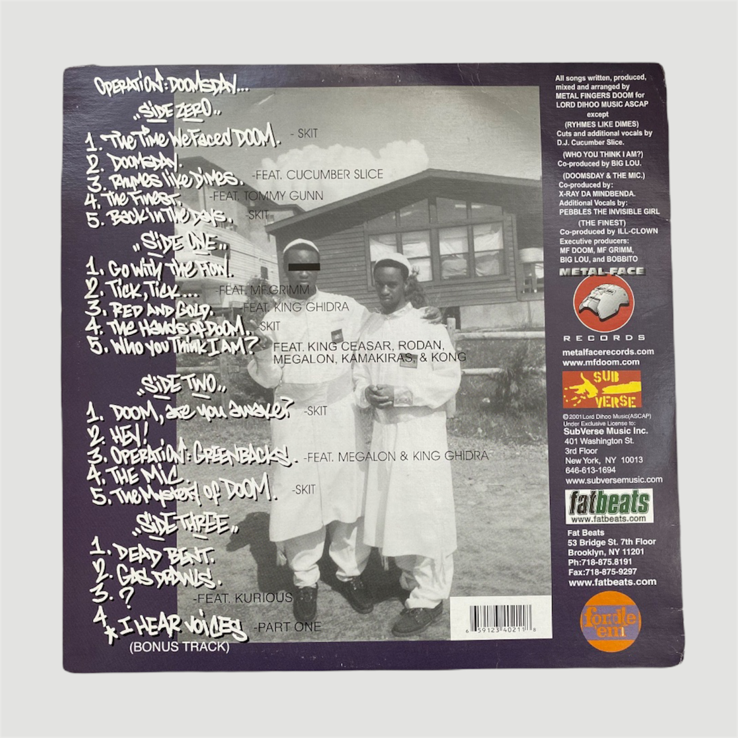 2001 MF DOOM Doomsday 2LP Vinyl Set