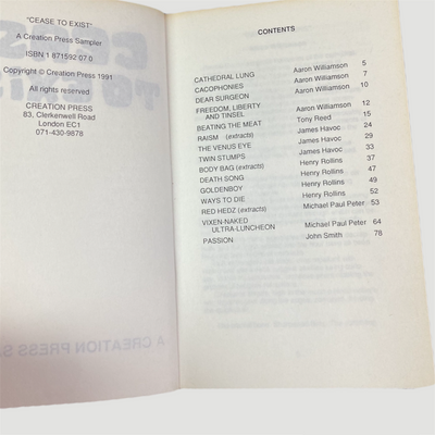 1991 'Cease to Exist' A Creation Books Sampler