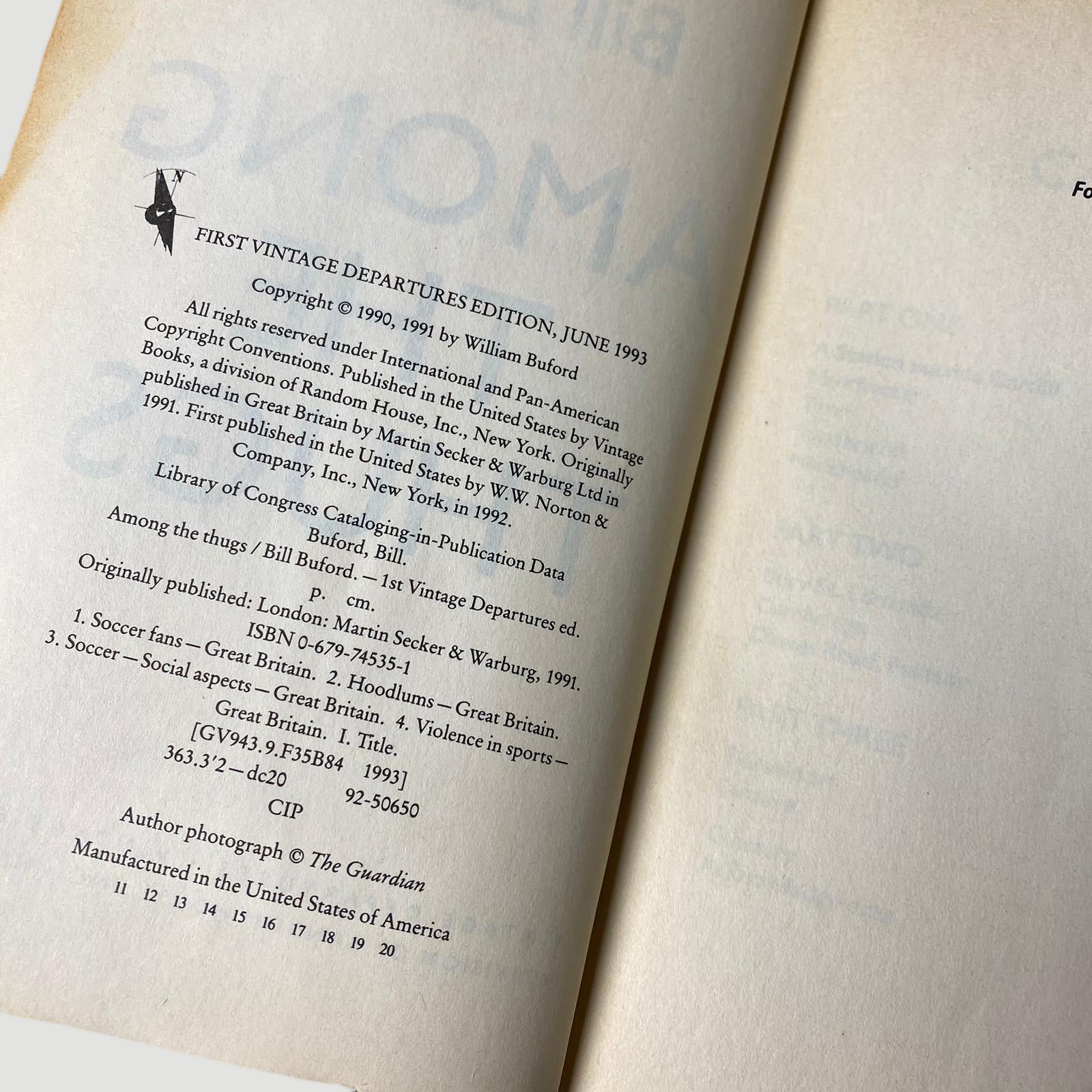 1993 Bill Buford 'Among The Thugs'