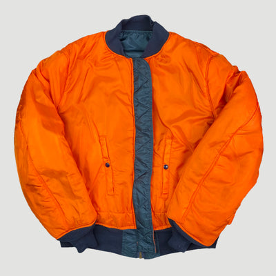 90's Petrol Blue MA1 Reversible Bomber Jacket
