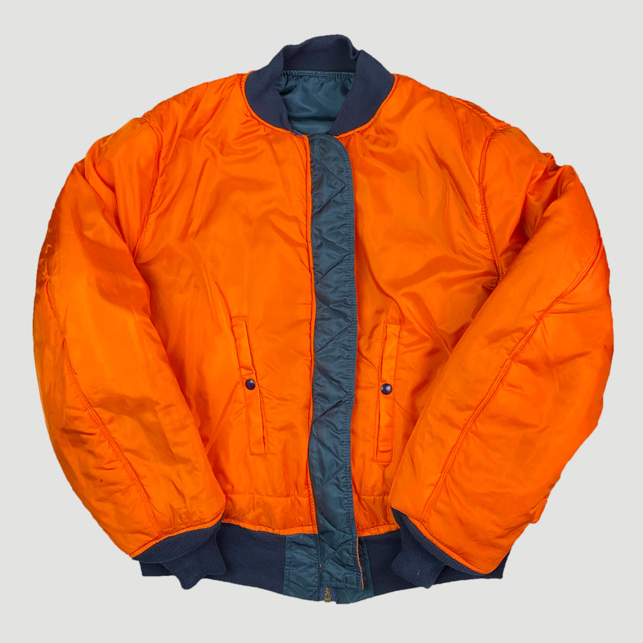 90's Petrol Blue MA1 Reversible Bomber Jacket