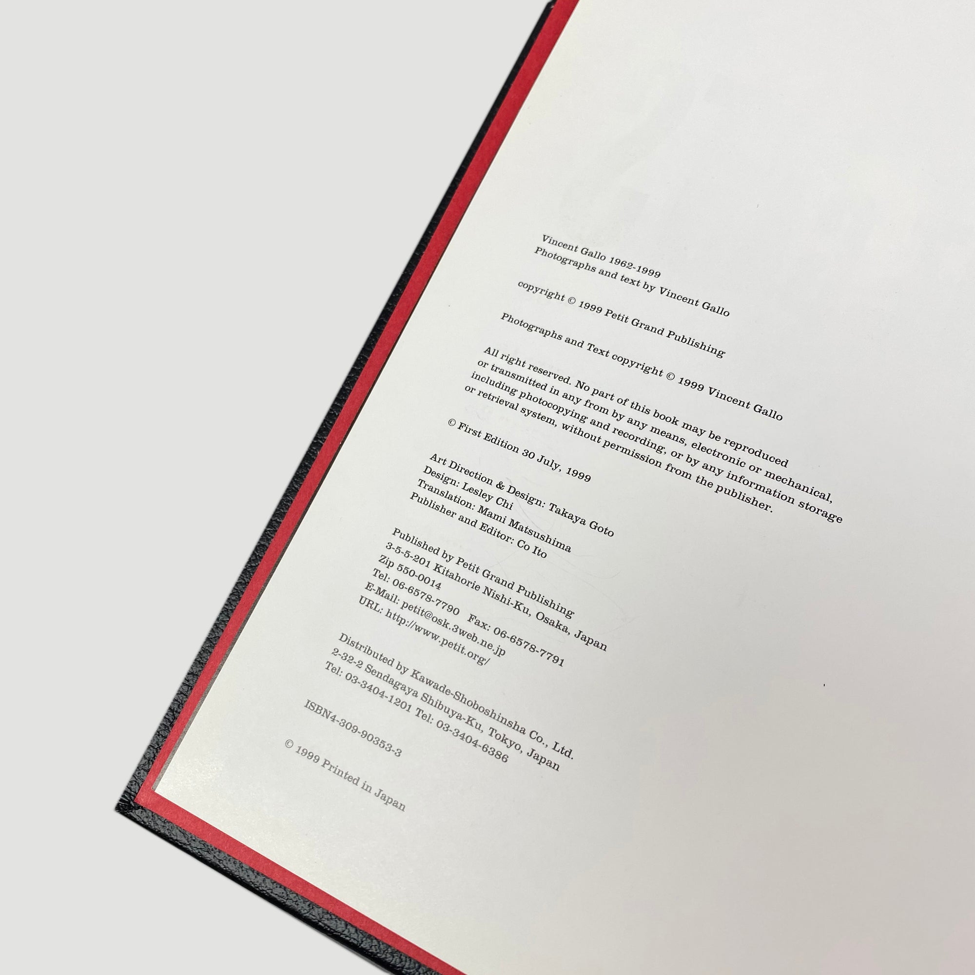 1999 Vincent Gallo 'Gallo: 1962-1999'