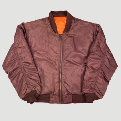 90's Burgundy MA1 Reversible Bomber Jacket