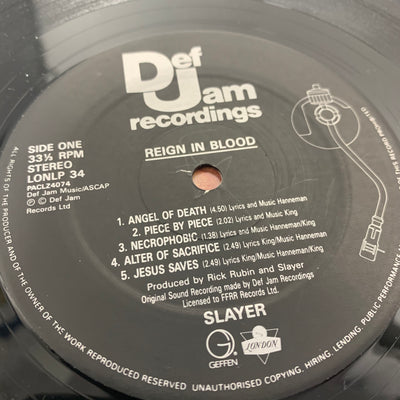 1986 Slayer 'Reign In Blood' LP