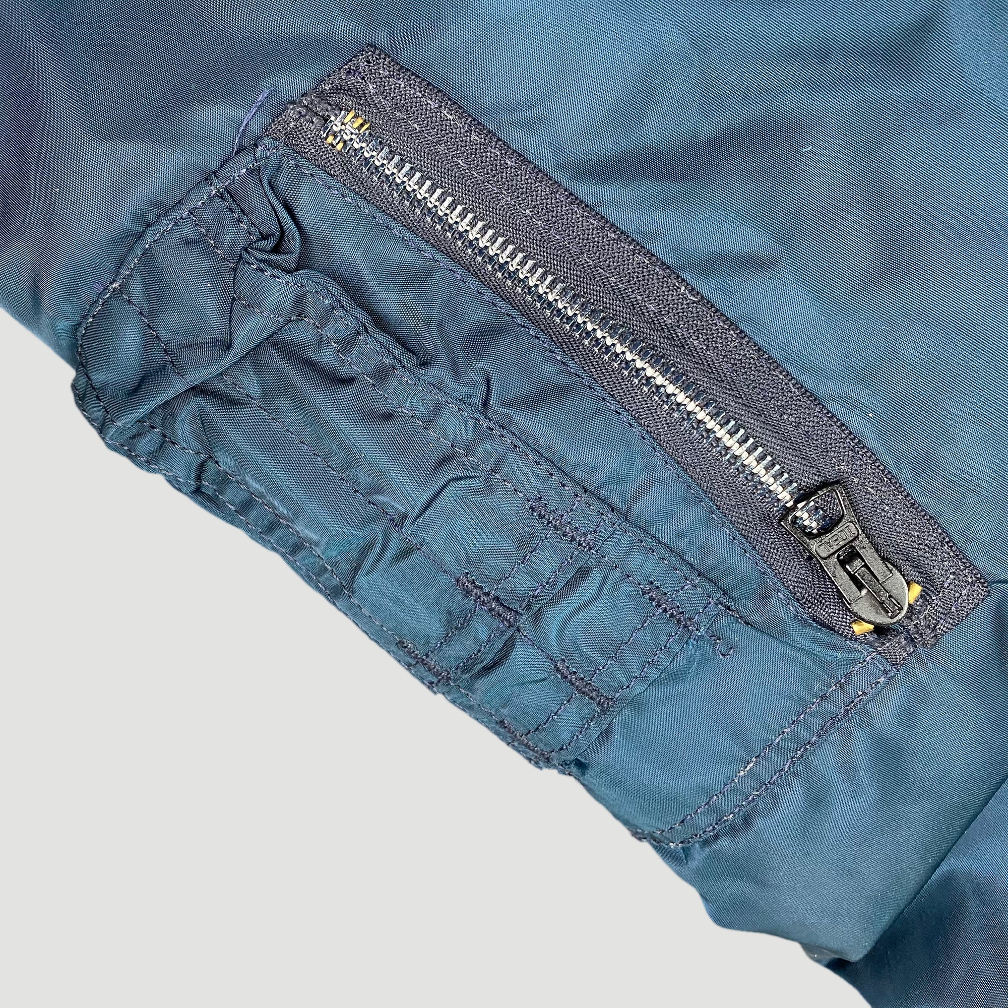 90's Petrol Blue MA1 Reversible Bomber Jacket