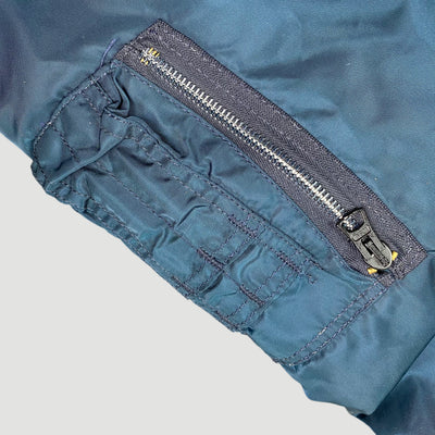 90's Petrol Blue MA1 Reversible Bomber Jacket