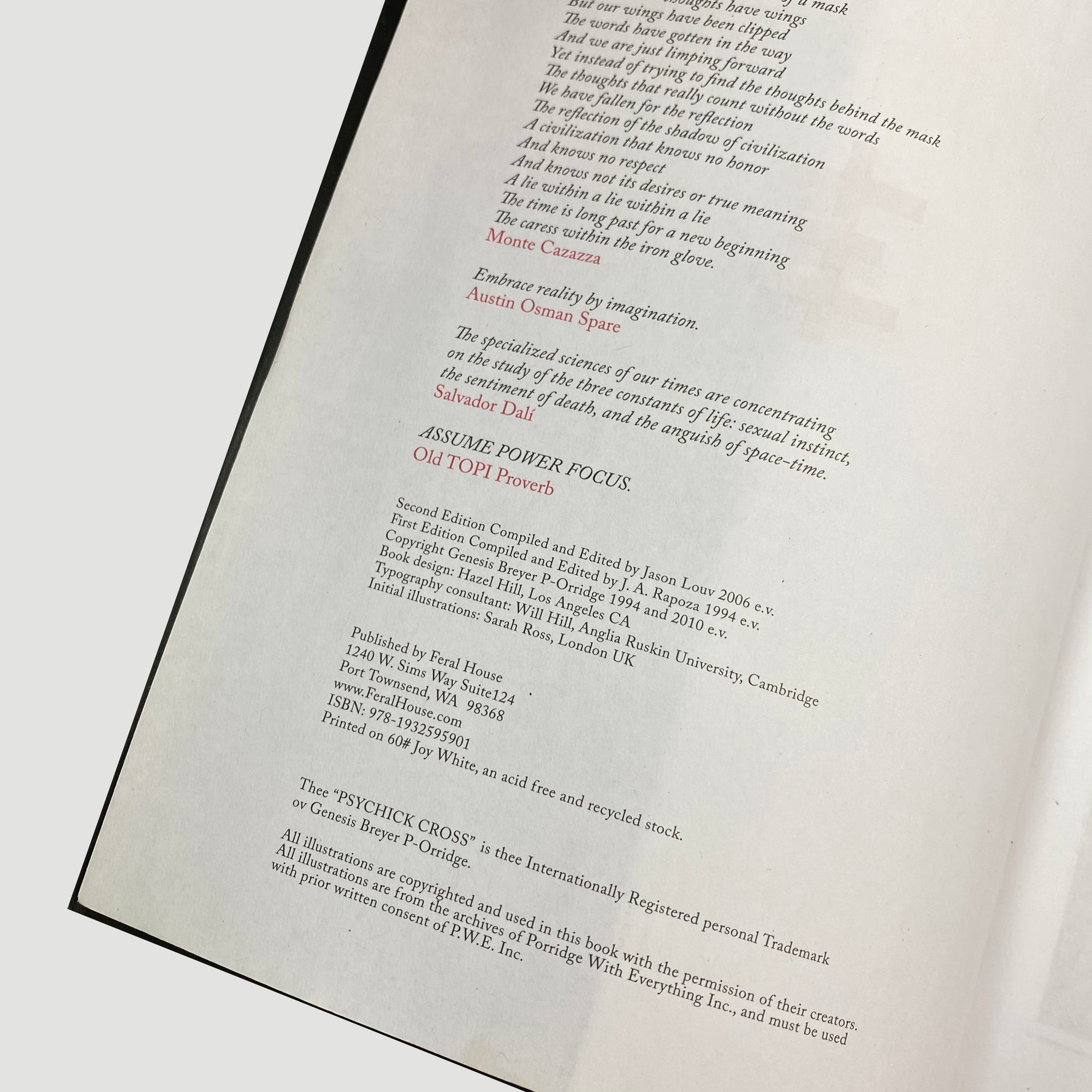 2010 Genesis P-Orridge 'Thee Psychick Bible'