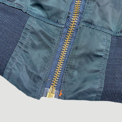 90's Petrol Blue MA1 Reversible Bomber Jacket