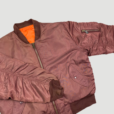90's Burgundy MA1 Reversible Bomber Jacket