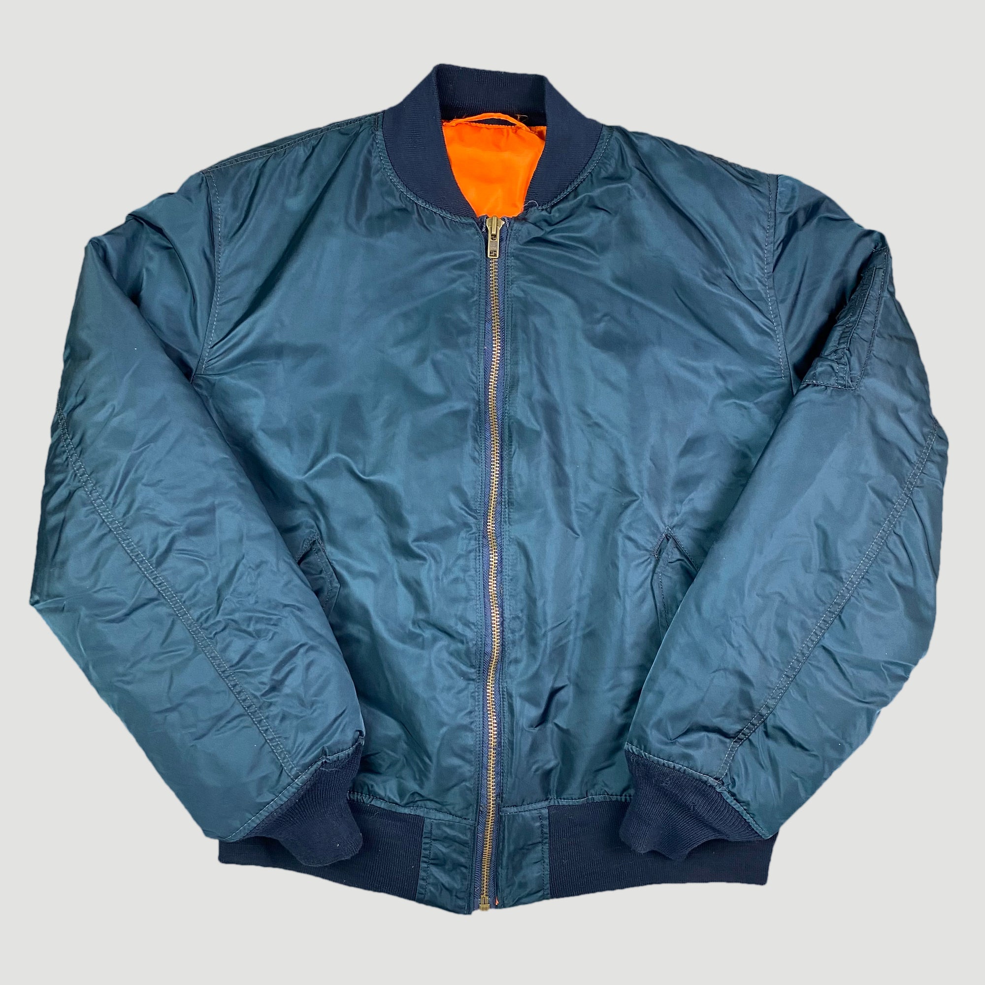 90's Petrol Blue MA1 Reversible Bomber Jacket