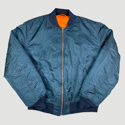 90's Petrol Blue MA1 Reversible Bomber Jacket