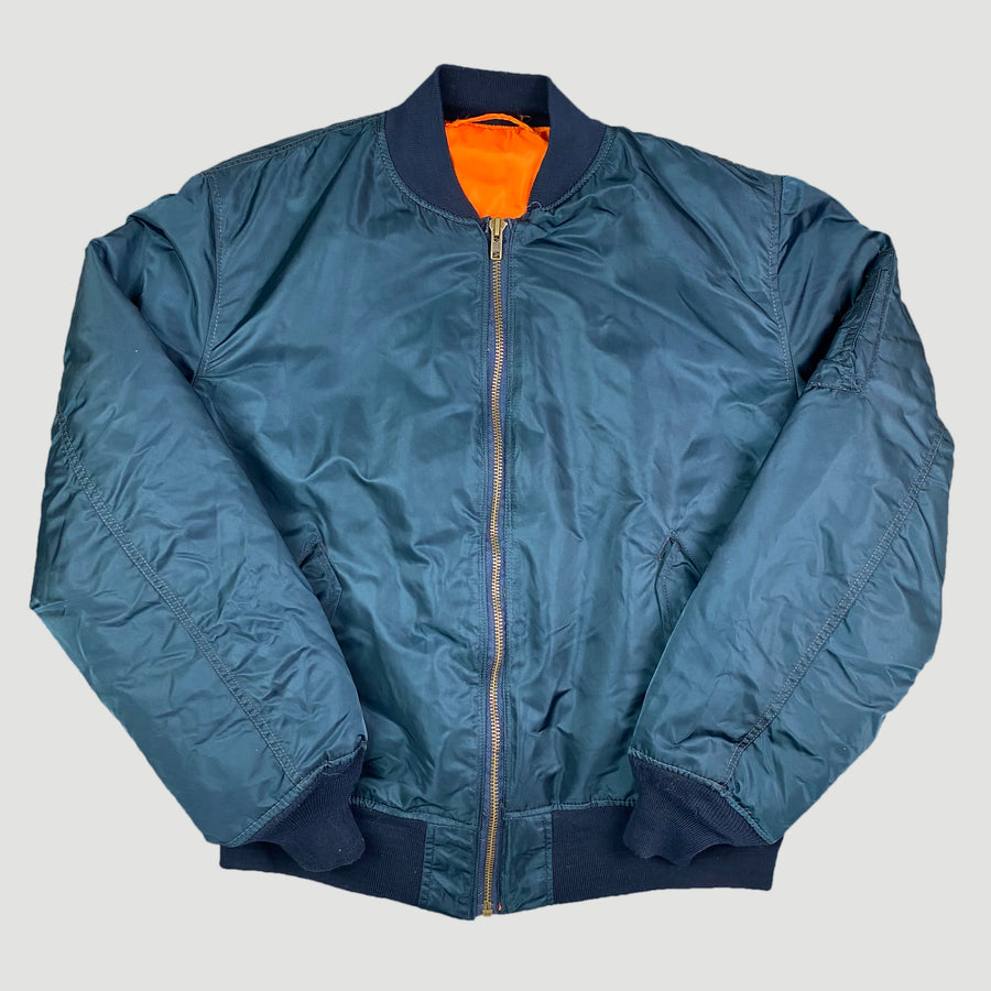 90's Petrol Blue MA1 Reversible Bomber Jacket
