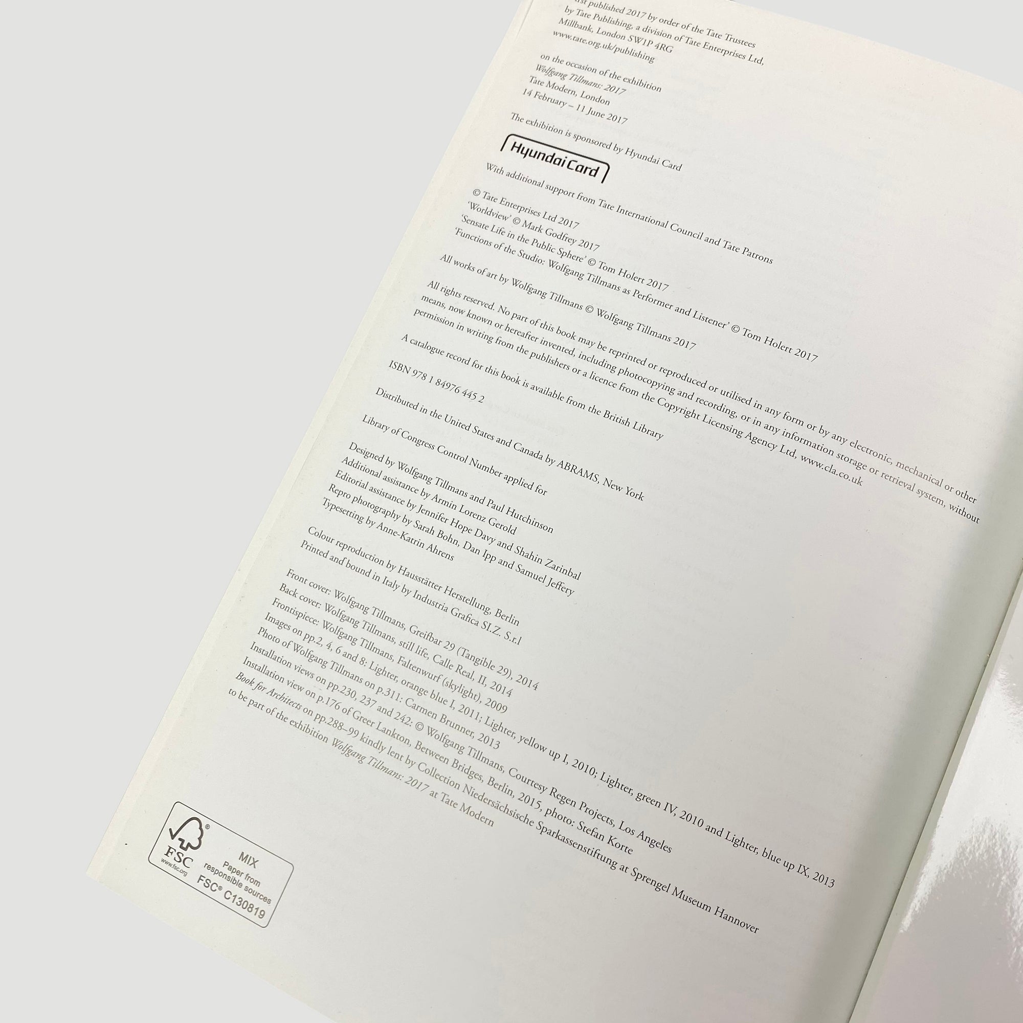 2017 Chris Dercon & Helen Sainsbury 'Wolfgang Tillmans 2017'