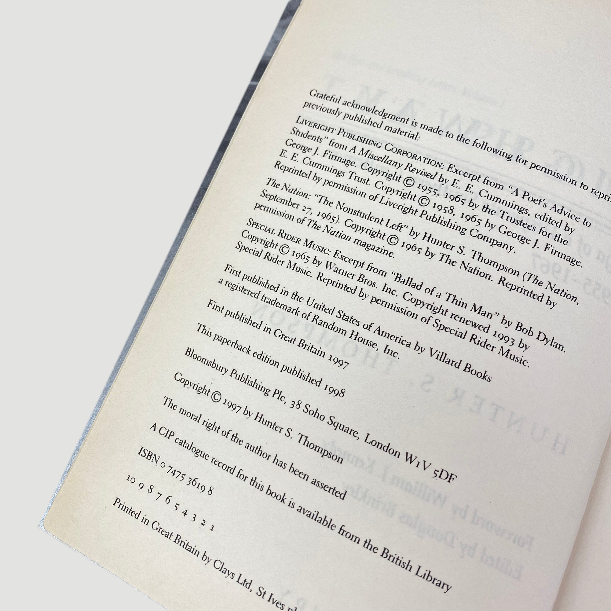 1998 Hunter S. Thompson 'The Proud Highway'