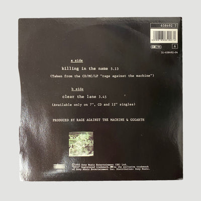 1993 Rage Against The Machine 'Killing in the Name' 7" Single