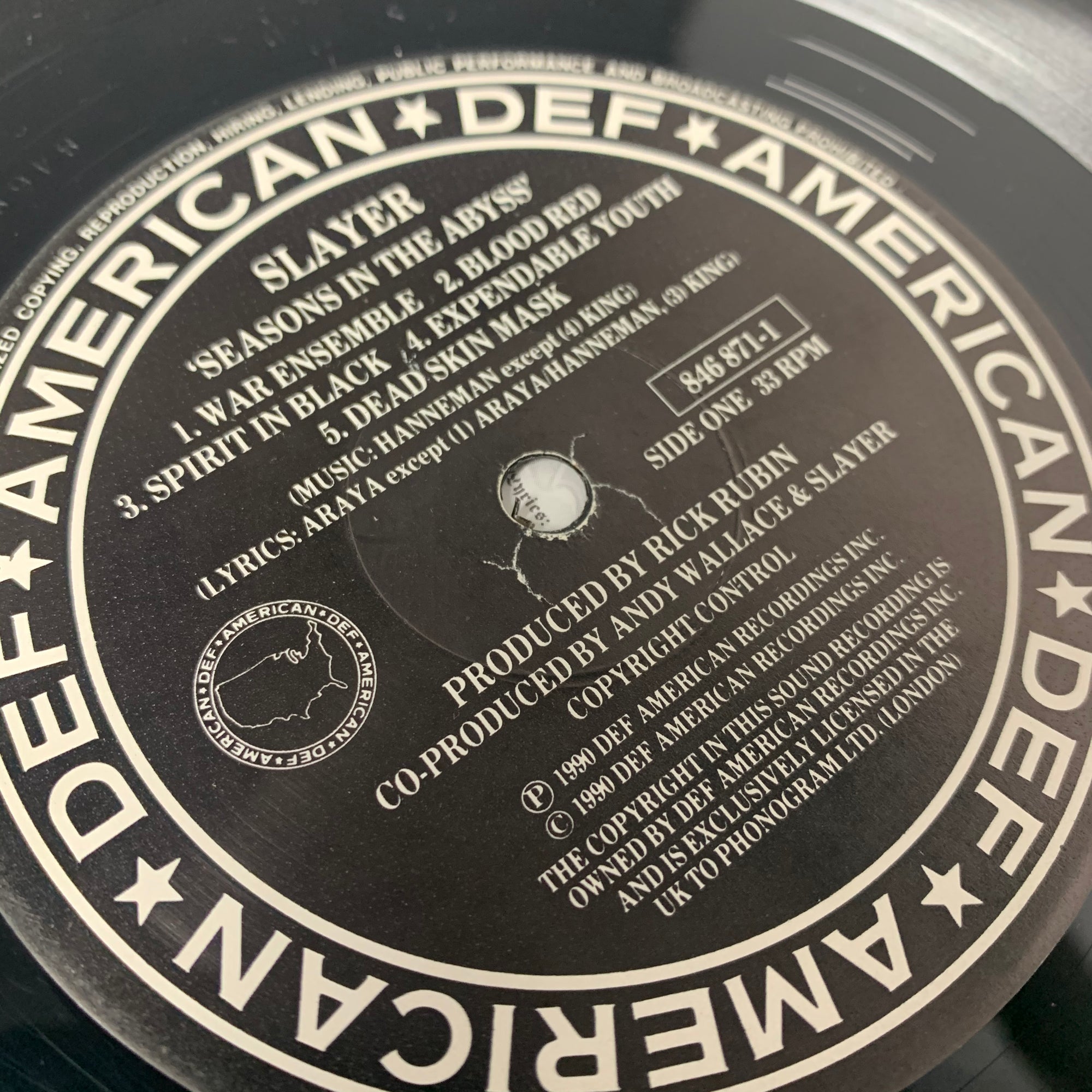 1990 Slayer 'Seasons In The Abyss' LP