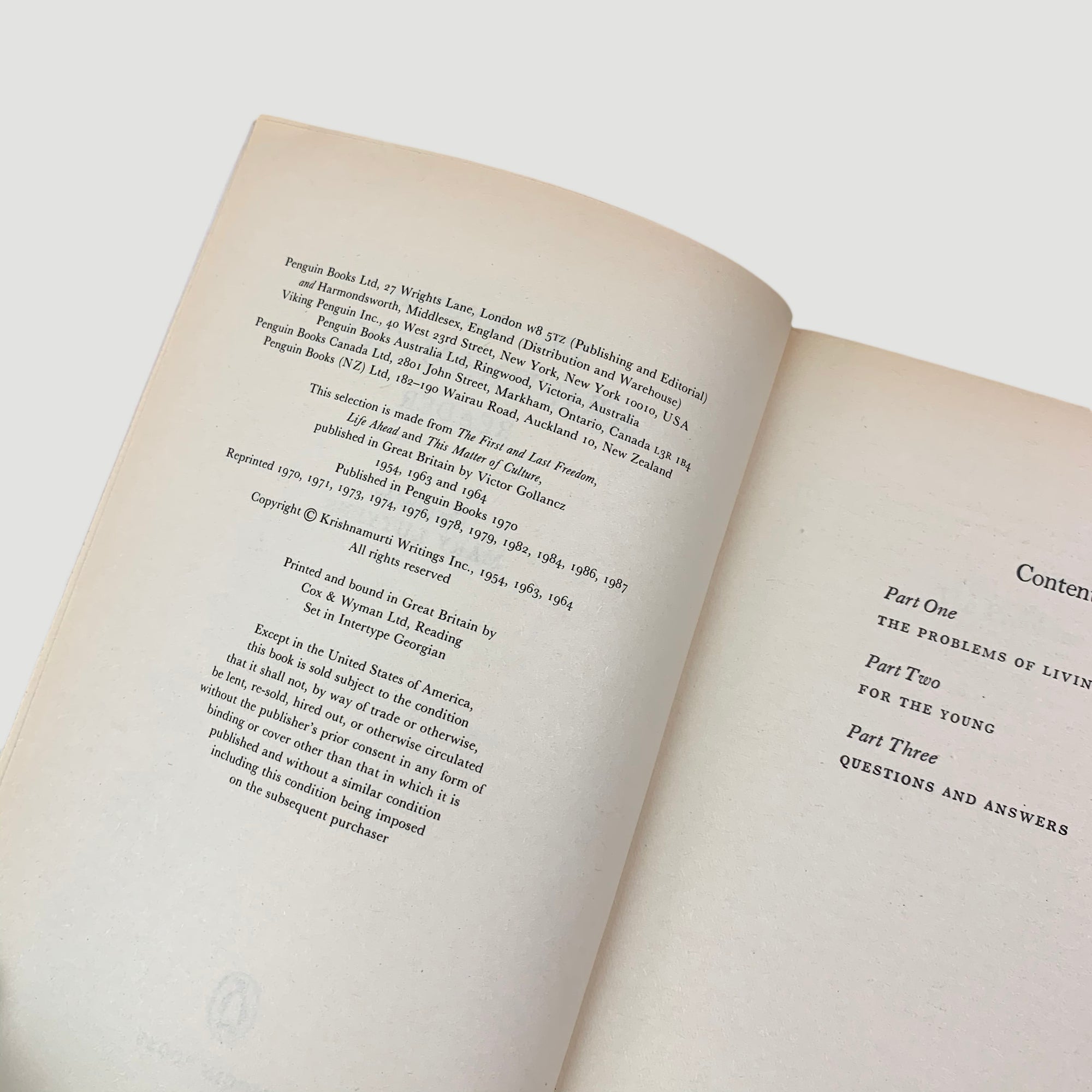 1987/1973 J. Krishnamurti 'The Penguin Krishnamurti Reader/The Second Penguin Krishnamurti Reader'