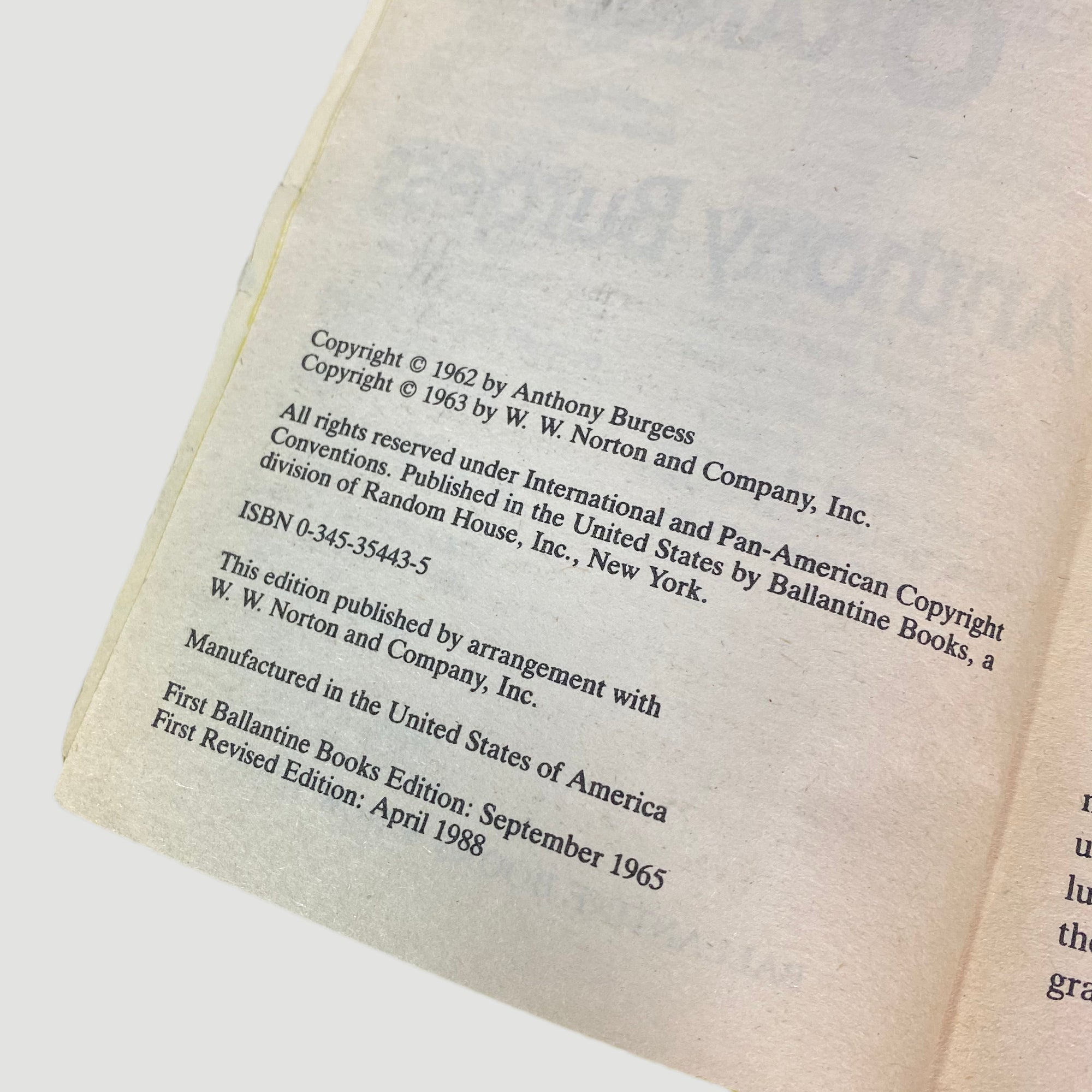 1988 Anthony Burgess 'A Clockwork Orange'