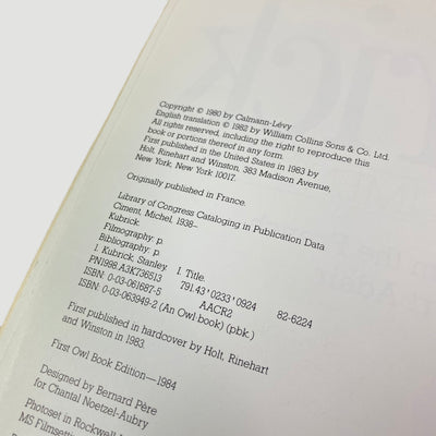 1984 Michel Ciment 'Kubrick' US Edition