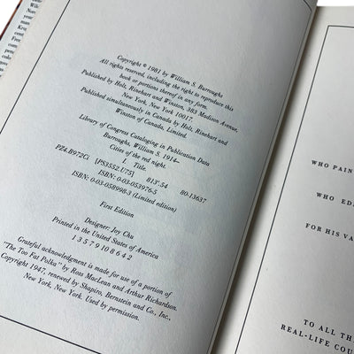 1981 William S. Burroughs 'Cities of the Red Night' UK 1st Edition