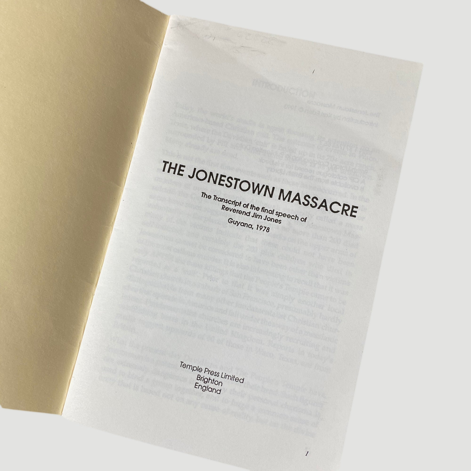 1993 'The Jonestown Massacre' Booklet