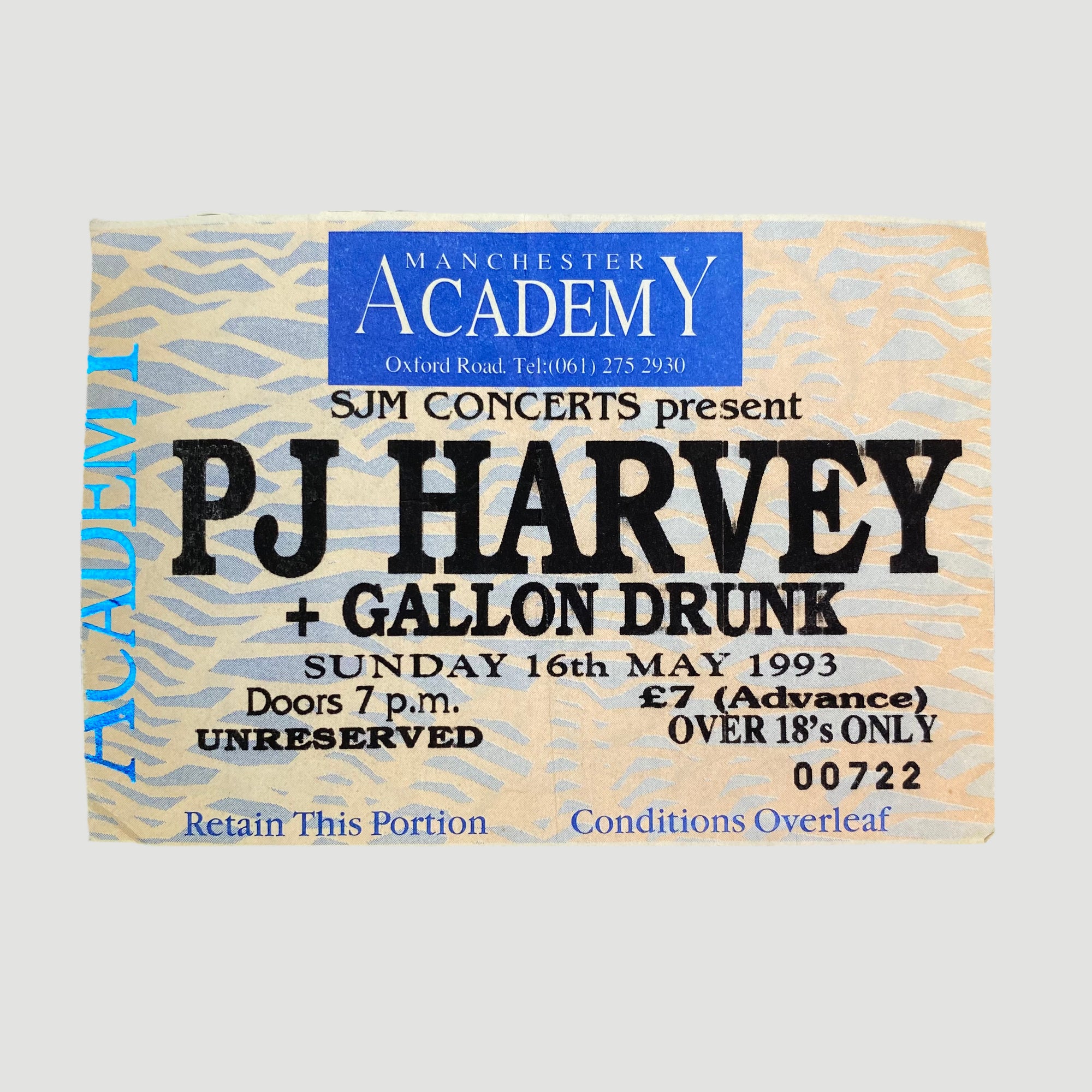 1993 PJ Harvey Rid Of Me Tour Ticket