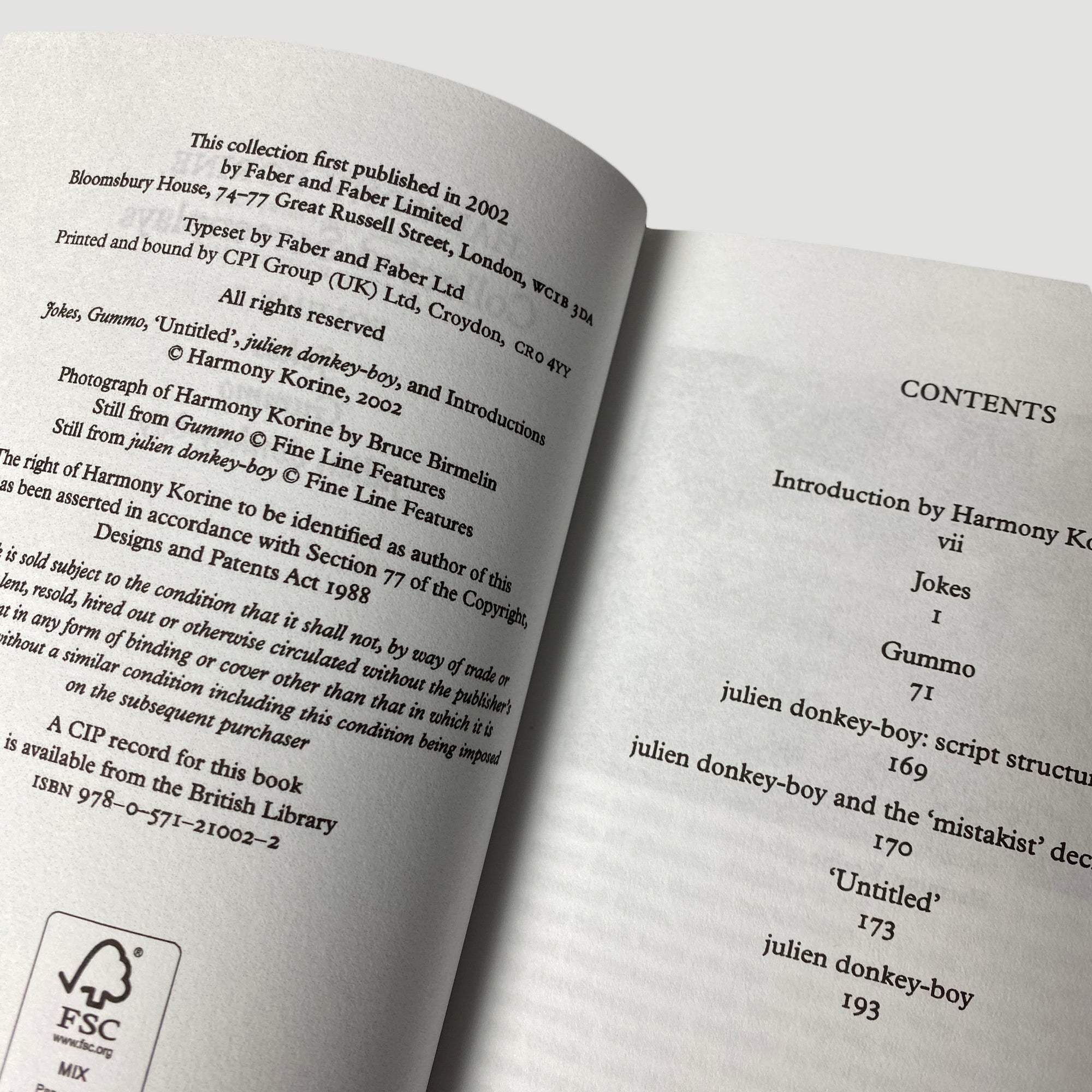 2002 Harmony Korine Collected Screenplays 1