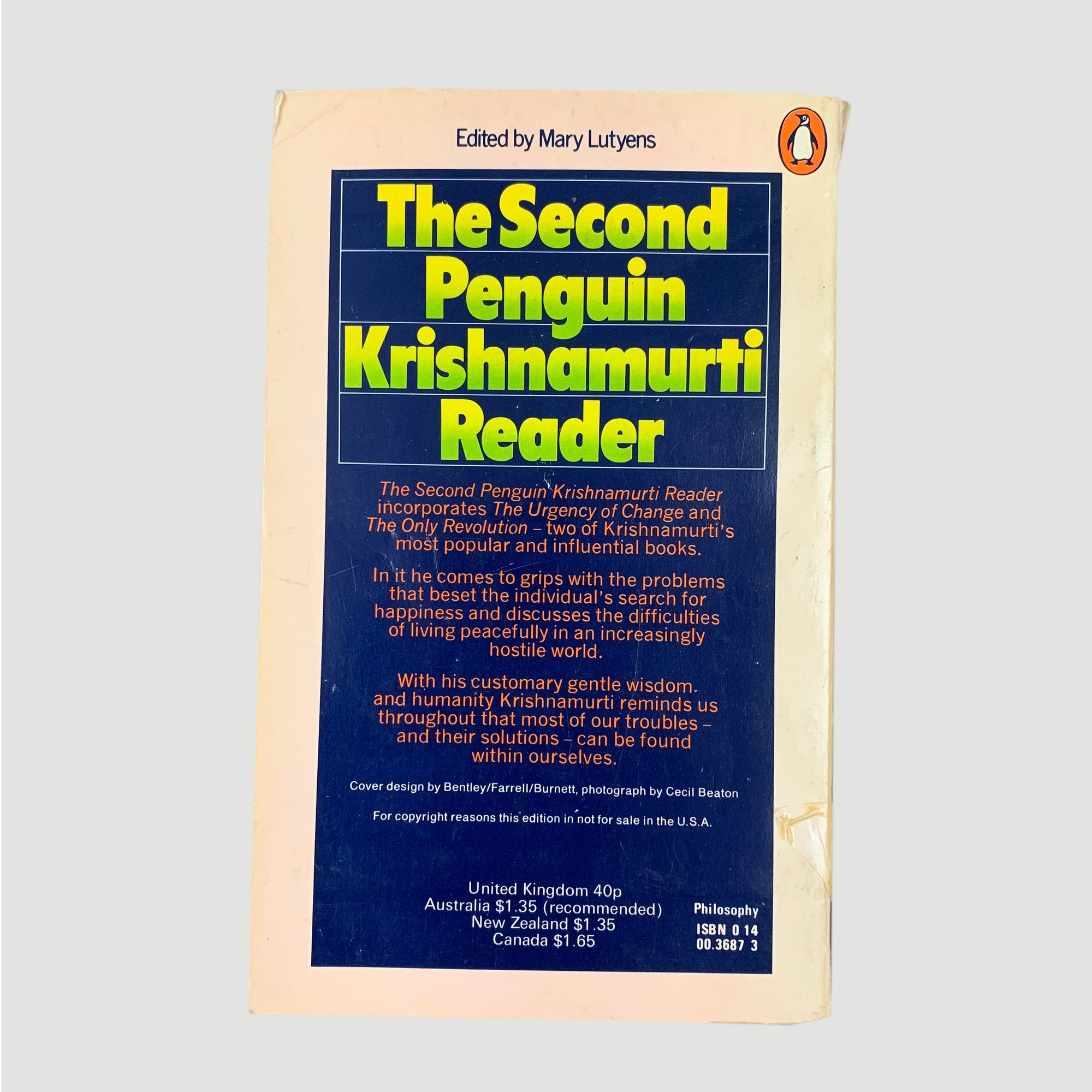 1987/1973 J. Krishnamurti 'The Penguin Krishnamurti Reader/The Second Penguin Krishnamurti Reader'
