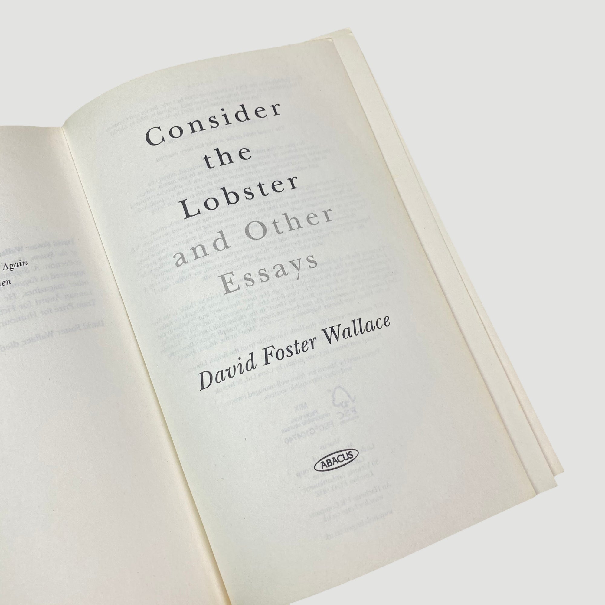 2007 David Foster Wallace 'Consider The Lobster'