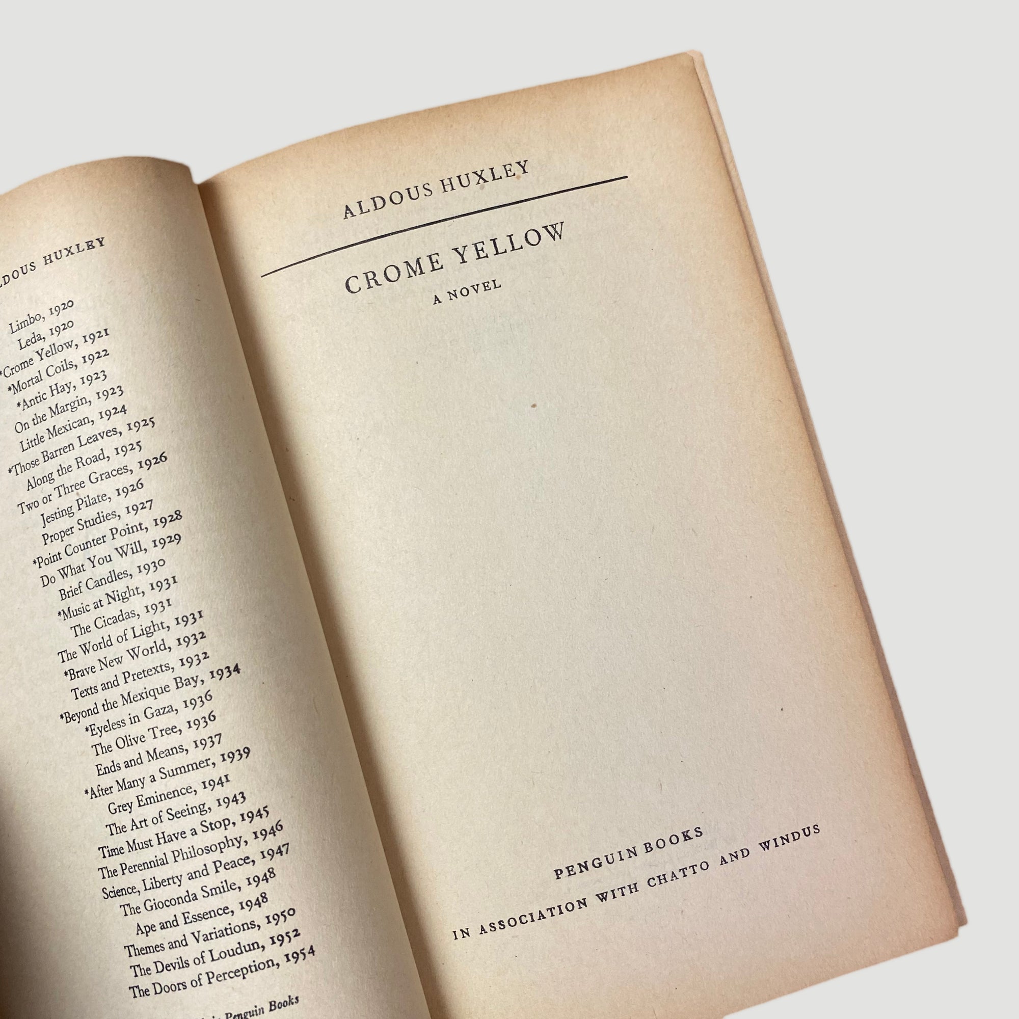 1959 Aldous Huxley ‘Crome Yellow’ Paperback