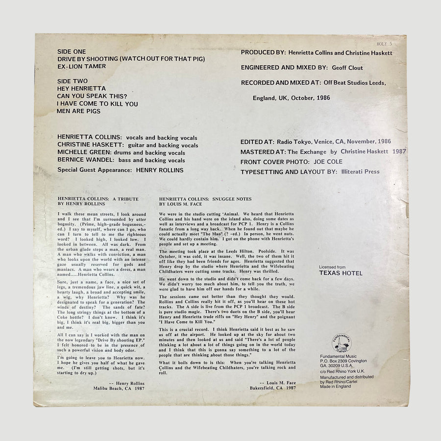 1987 Henrietta Collins And The Wifebeating Childhaters Feat. Henry Rollins 'Drive By Shooting EP'