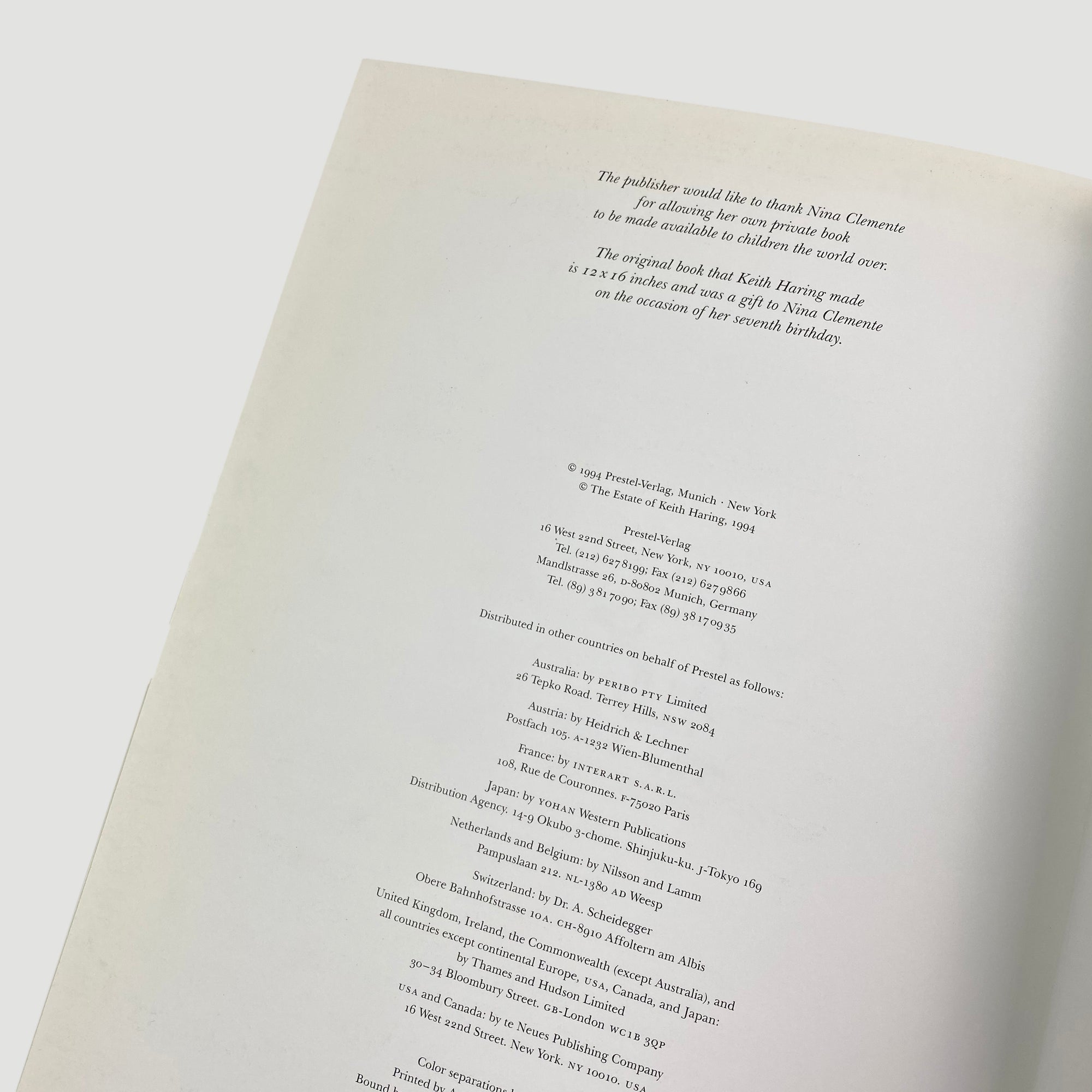 1994 'Nina's Book of Little Things' Keith Haring