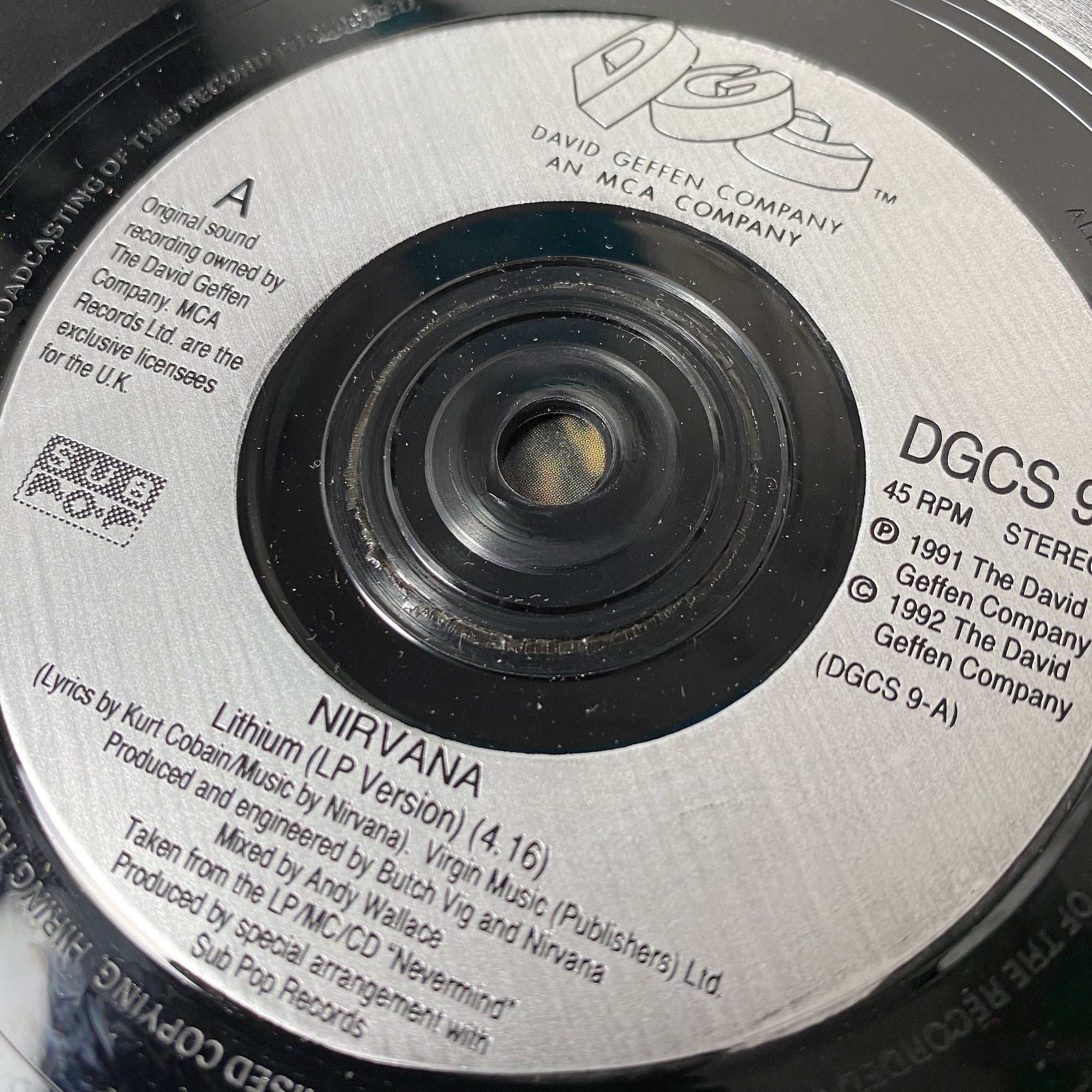 1992 Nirvana 'Lithium' 7" UK Single