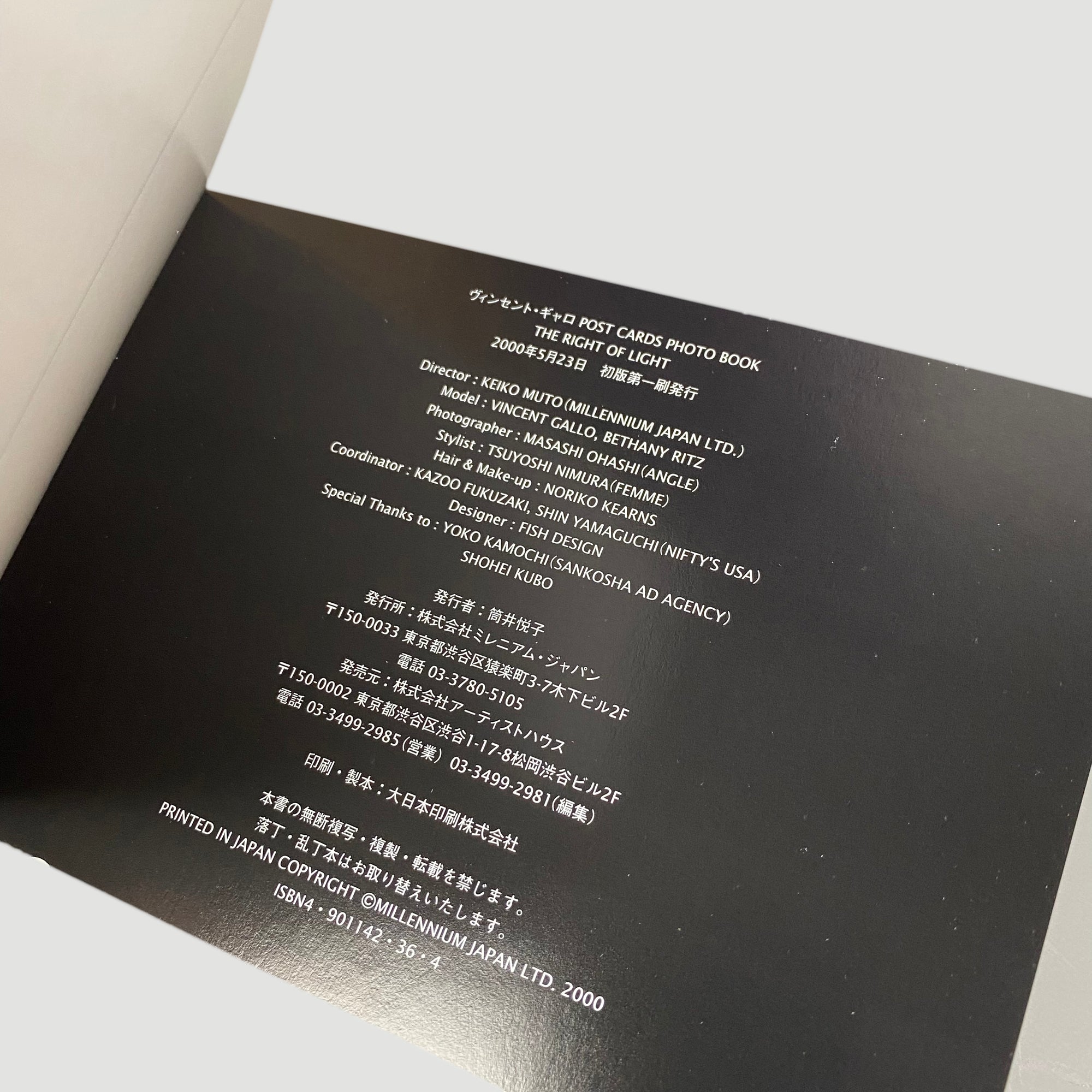 2000 Vincent Gallo The Right Of Light Postcard Boxset