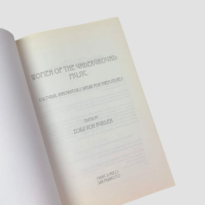 2010 Zora Von Burden 'Women of the Underground: Music: Cultural Innovators Speak for Themselves'