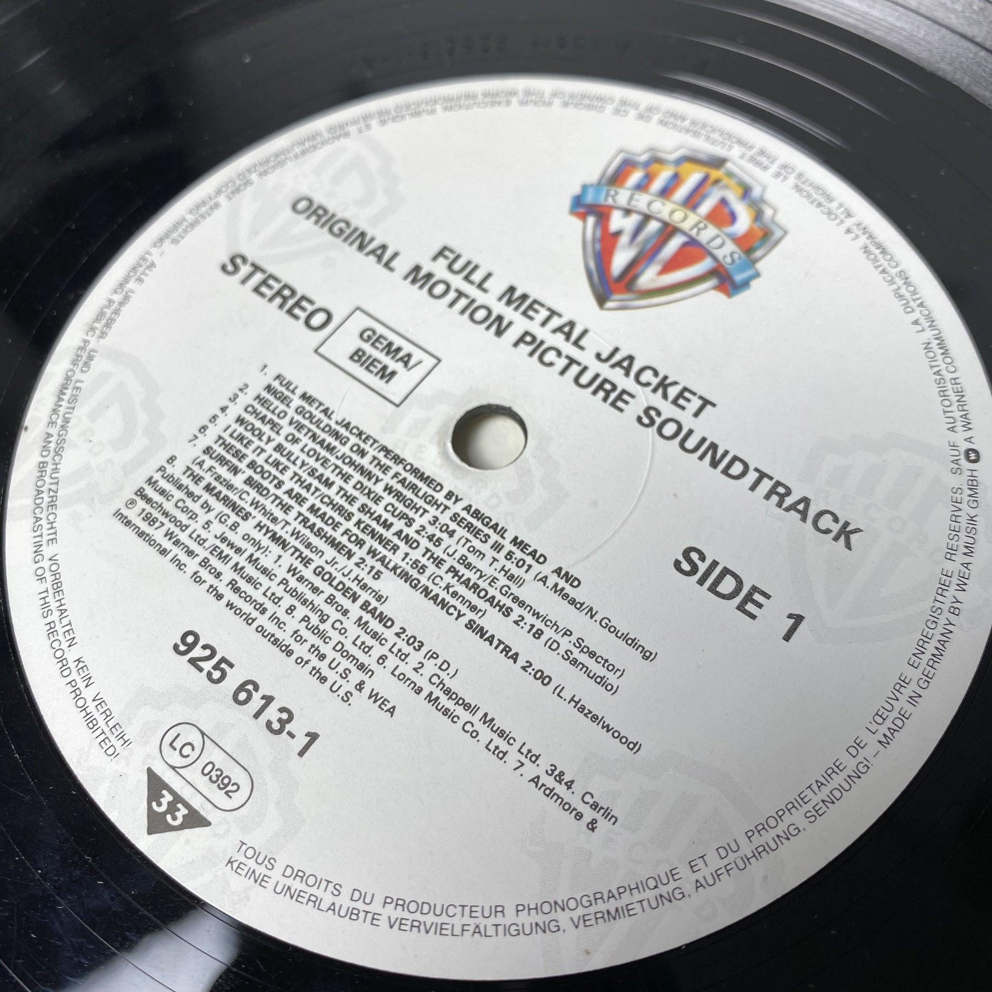 1987 Full Metal Jacket Original Soundtrack LP