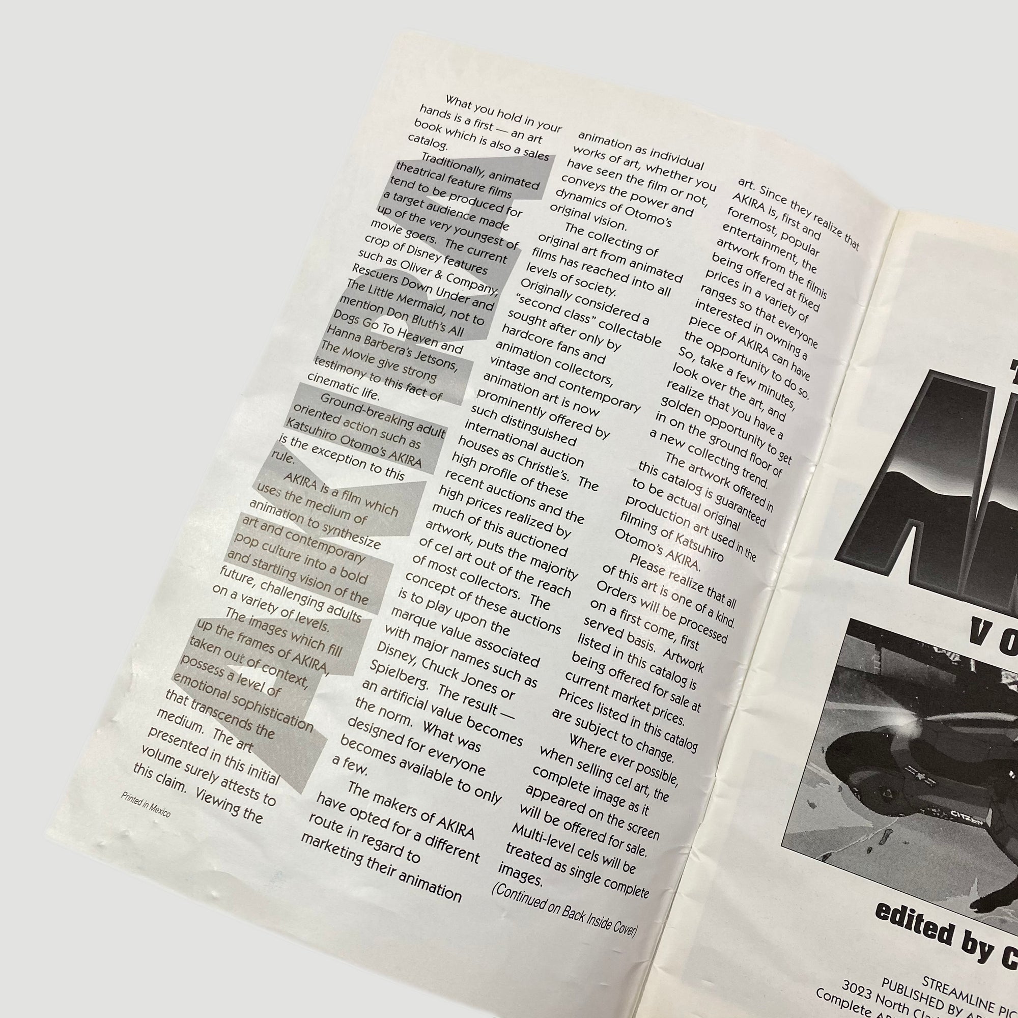 1989 Carl Macek 'The Art Of Akira, Volume 1' Catalogue