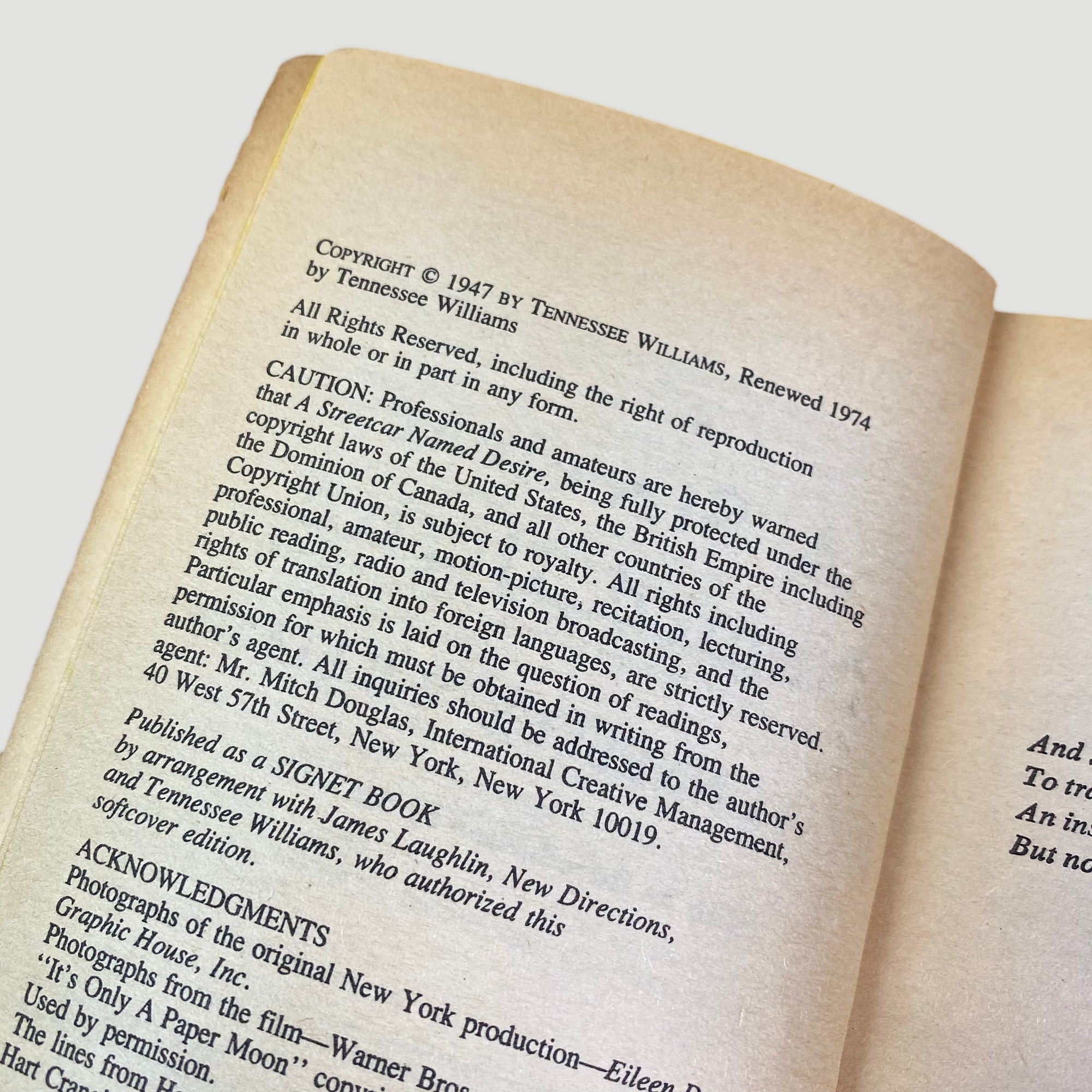 1974 'A Streetcar Named Desire' Tennessee Williams